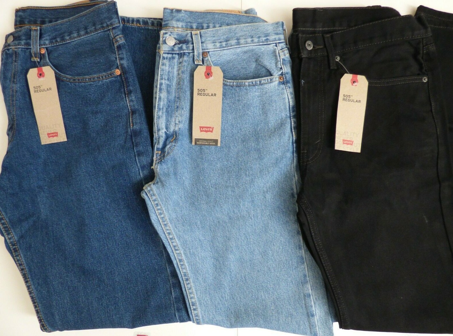 Men’s Levi’s 505 Regular Fit Jean 100% Cotton – All Sizes