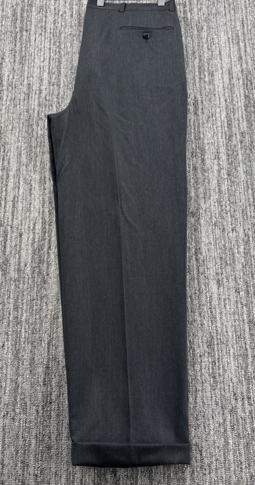 VTG Men’s Loose Relaxed Gray Pleated Cuffed Dress Pants 35×31 Talon Zipper