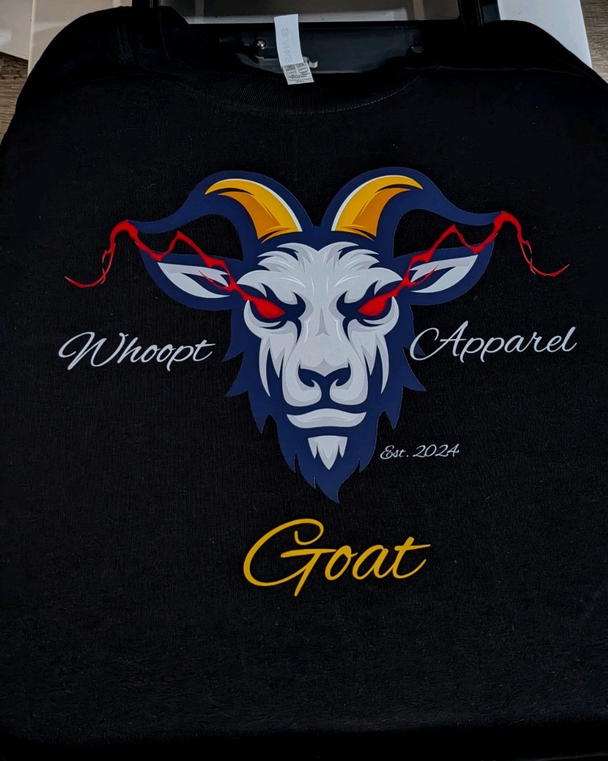 Men’s Black “Goat” Graphic Print Logo Crew Neck T-Shirt, Size 3XL