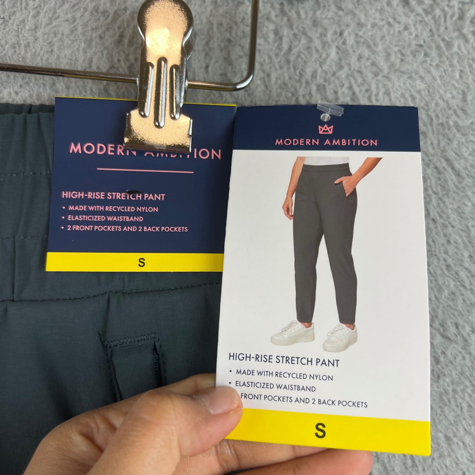 NWT Modern Ambition Womens High-Rise Stretch Pant Recycled Nylon Gray Small