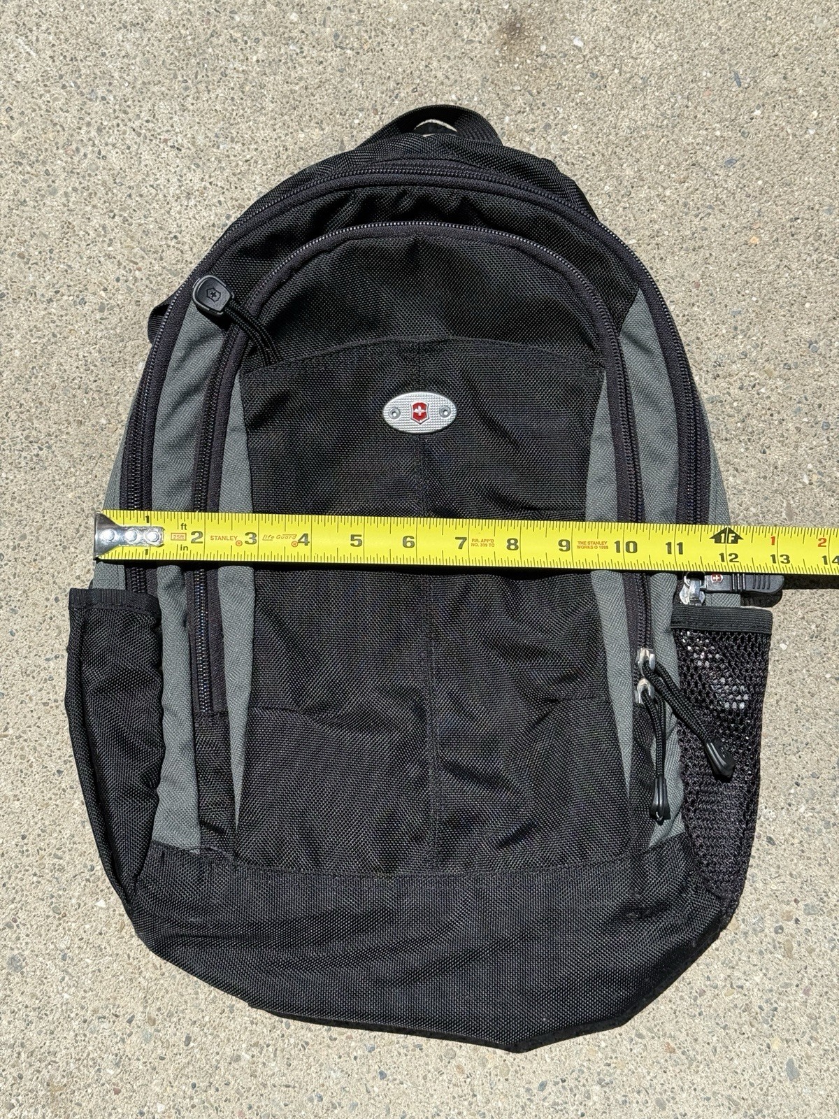 Victorinox Black/Gray Solid Backpack Daypack Zip Closure w/ Outer Pockets