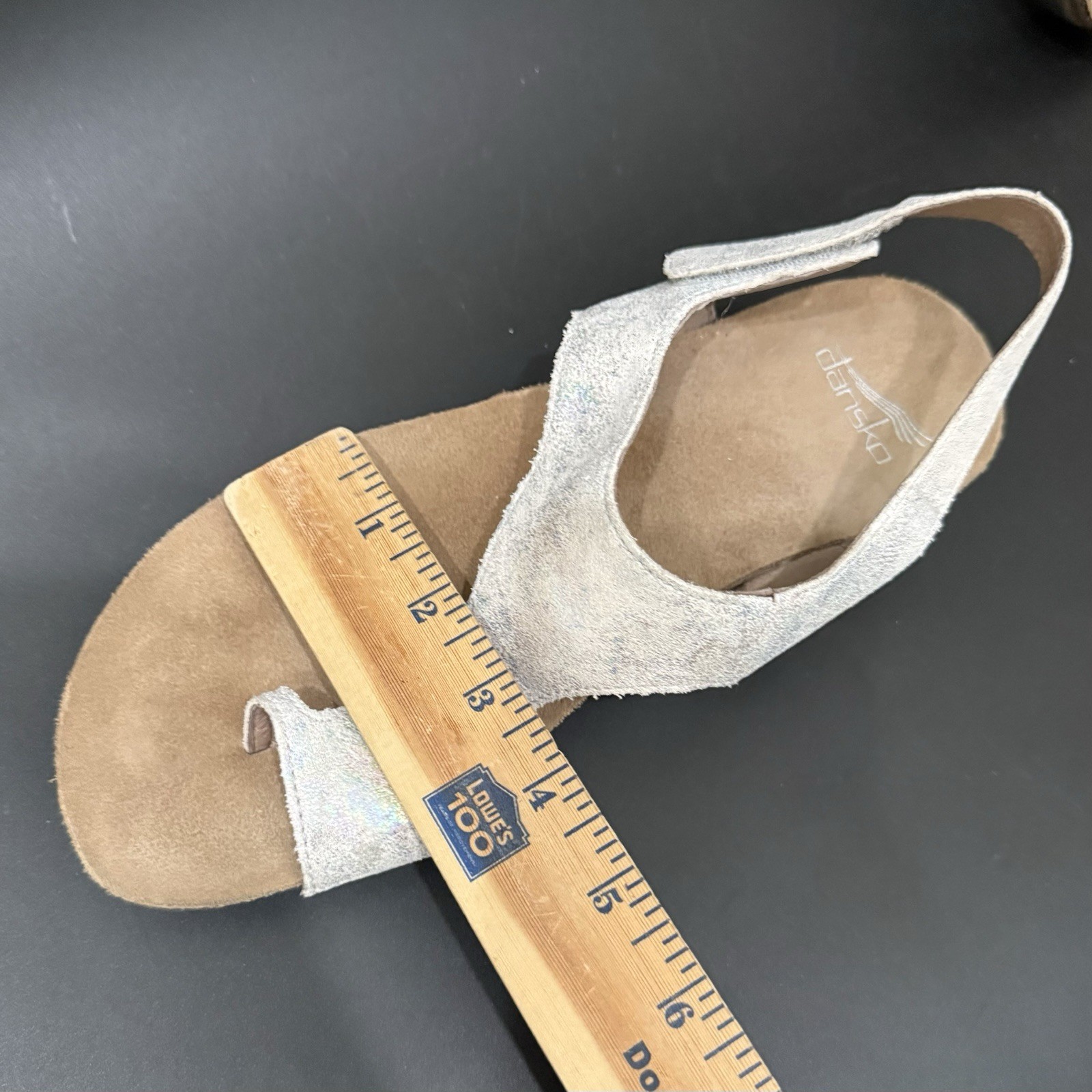DANSKO Reece Pearl Petrol Iridescent Shimmer Leather Slingback Sandals Size 39