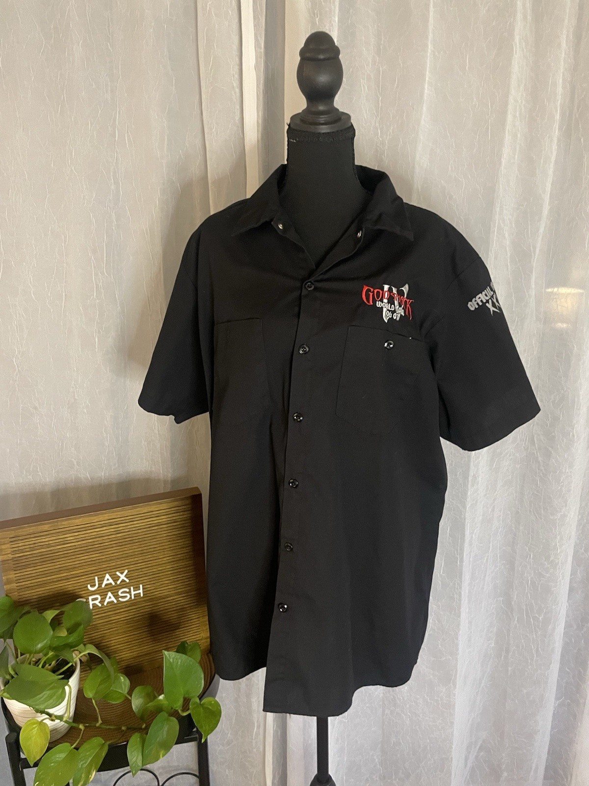 Dickies XL Black Short Sleeve Button Front Work Shirt Godsmack World Tour 06/07