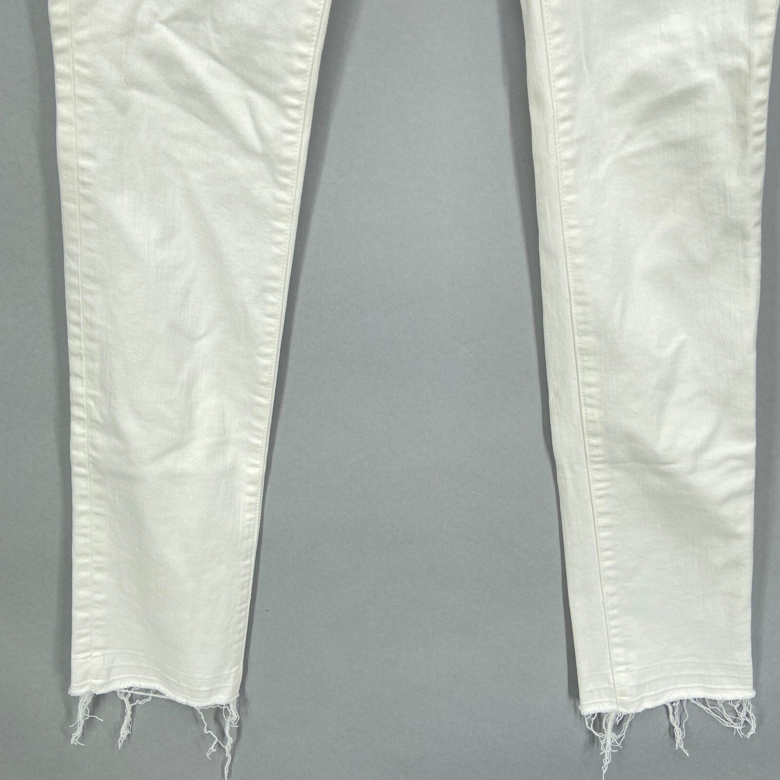 J Brand Jeans Womens 26 Straight Mid Rise Rail White Blanc Frayed Hem Stretch