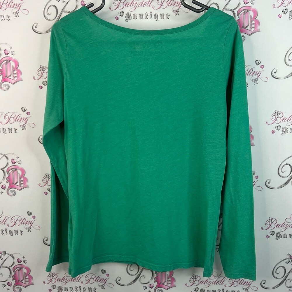 Long sleeve top stretchy Green Long Sleeve round neckline shirt green luxe