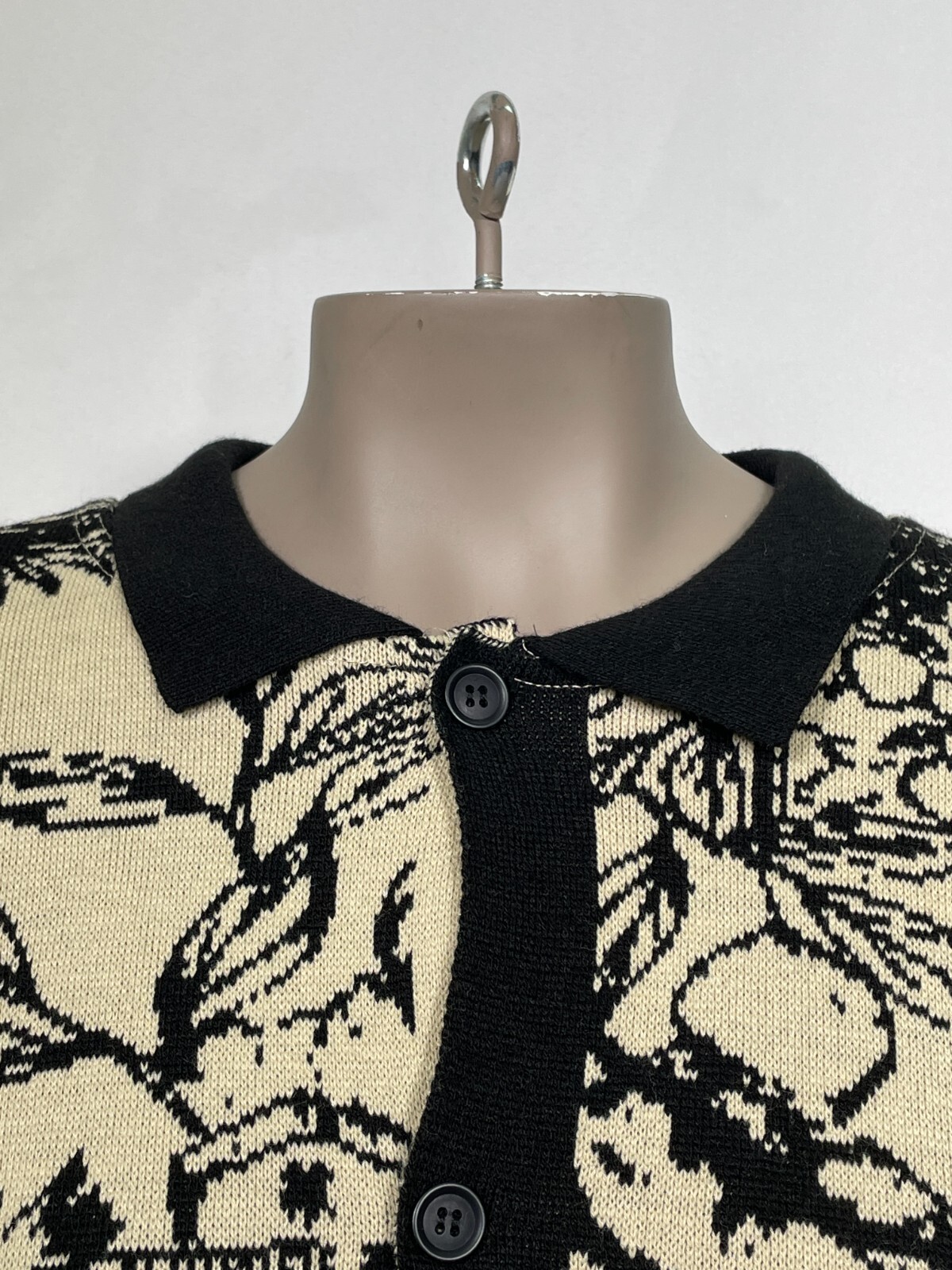 BoohooMAN Long Sleeve Palm Patterned Knitted In Black Shirt Men’s MEDIUM NWT