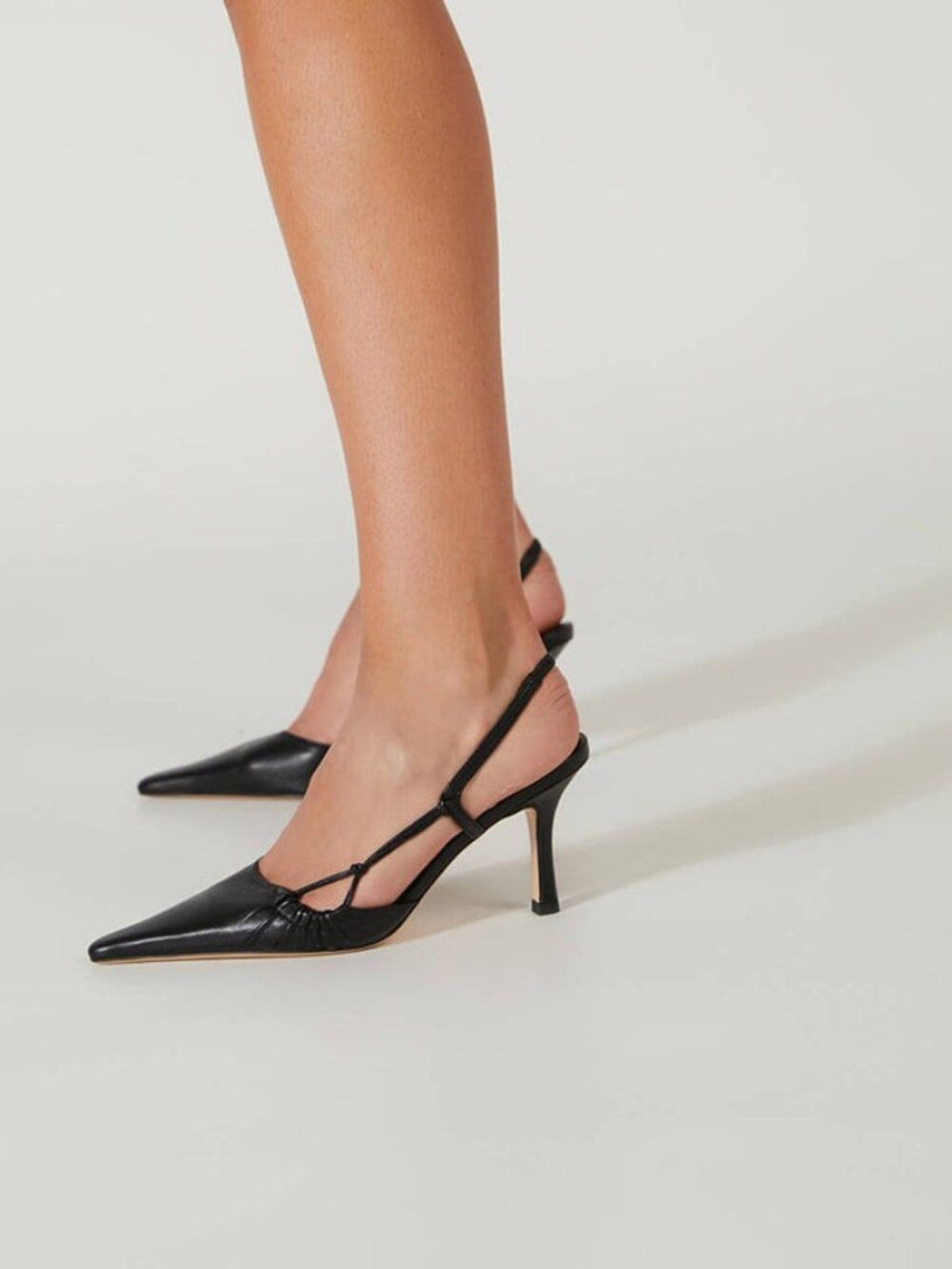Tony Bianco Sakai Slingback Pump in Black Nappa mid kitten heel pointed toe