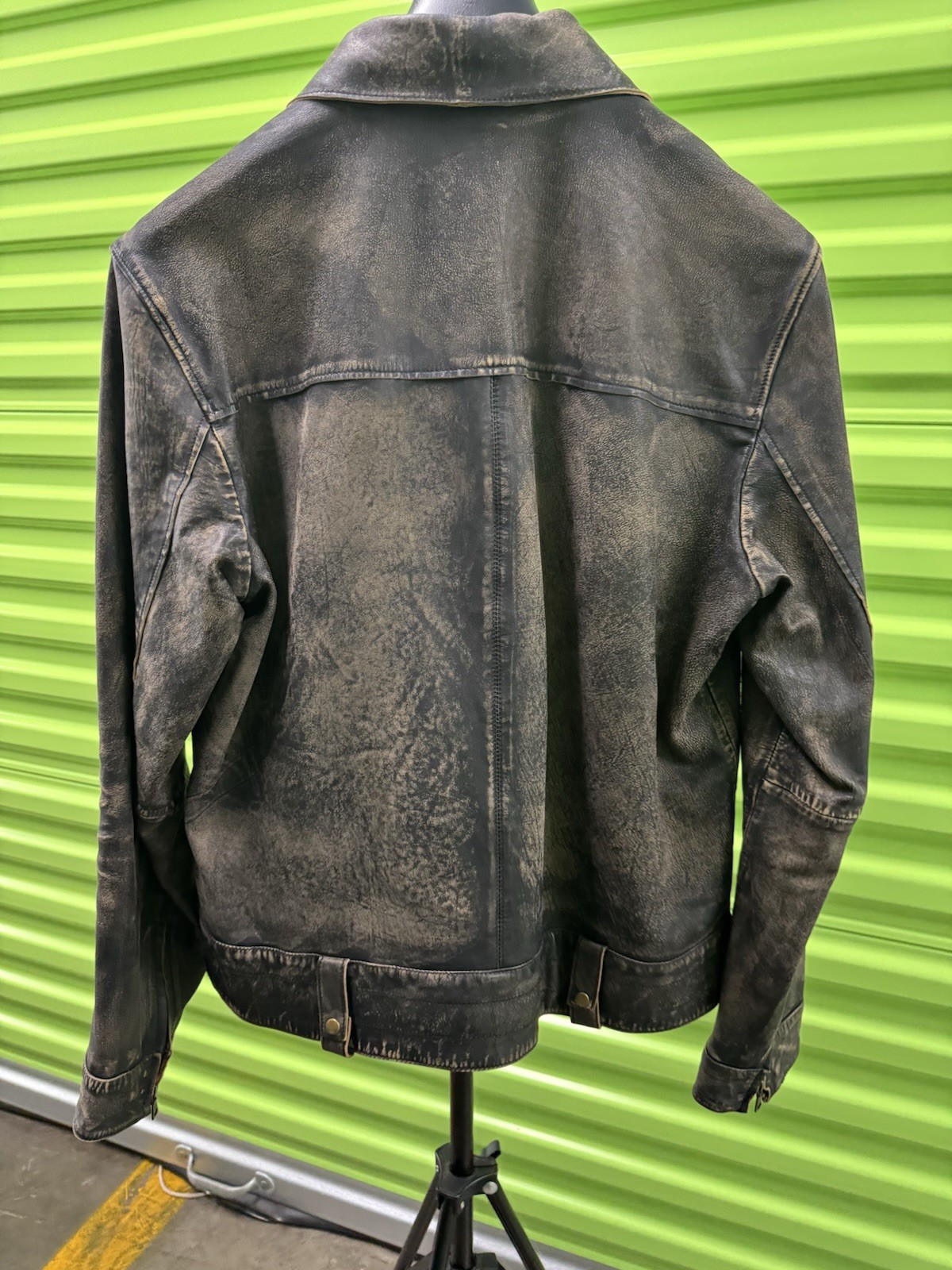 John Varvatos Men’s Black Sheepskin Leather Jacket Full Zip Point Collar 56