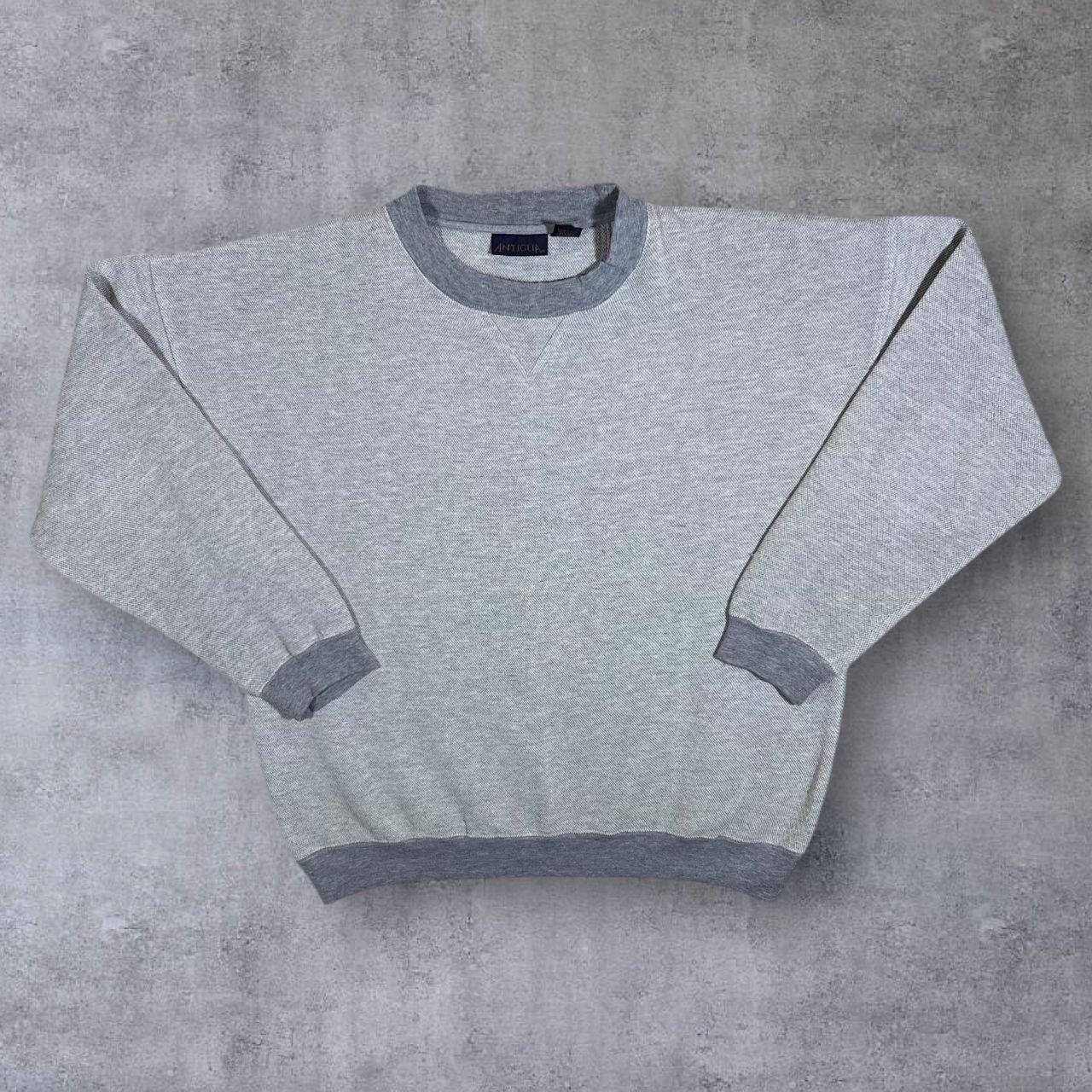 Vintage Antigua Classic Grey Cotton Polyester Blend Crewneck Sweatshirt L XL