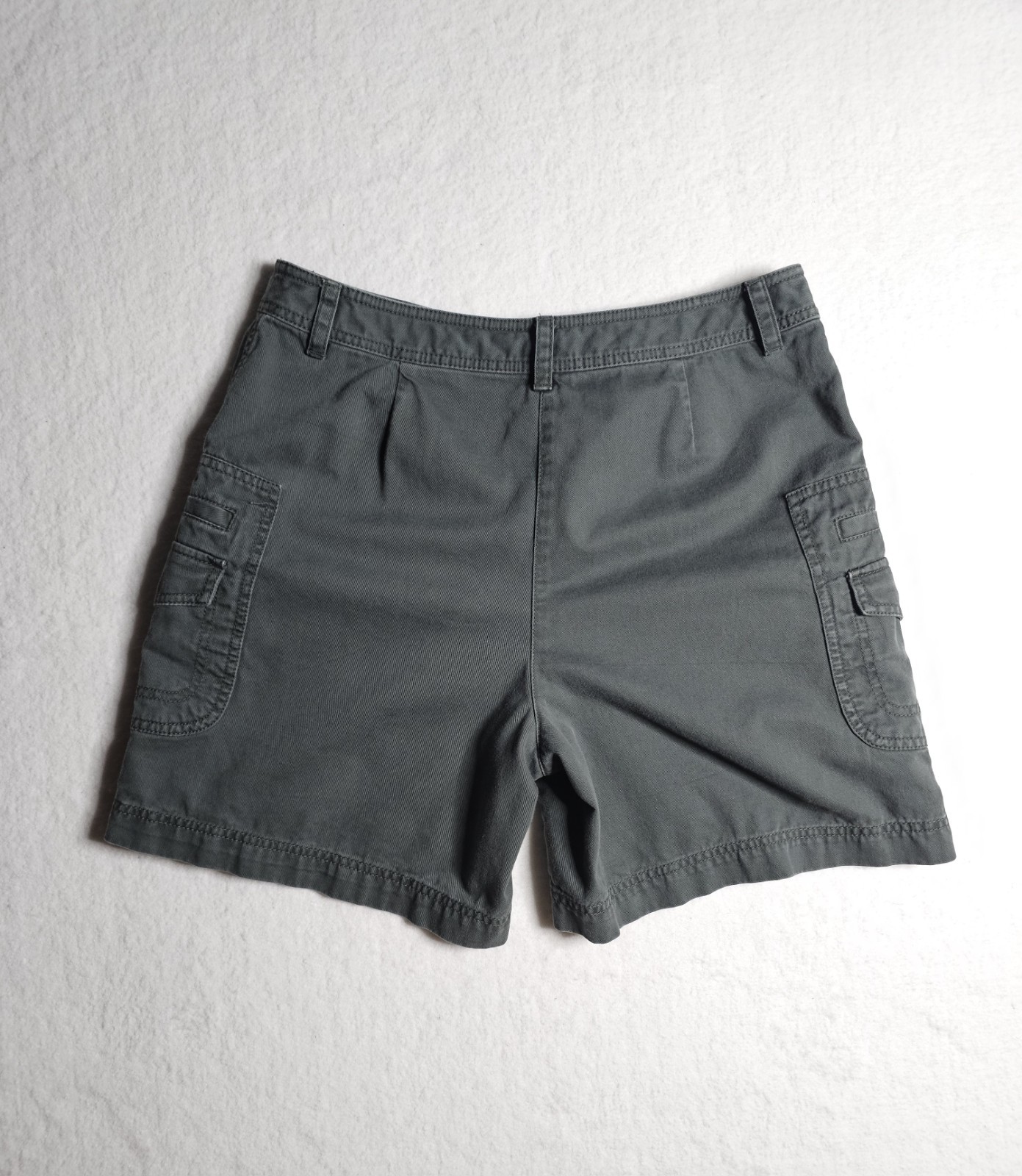 Rafaella Womens Utility Shorts Size 10 Gray 100% Cotton 2-Pocket Cargo Y2K Style