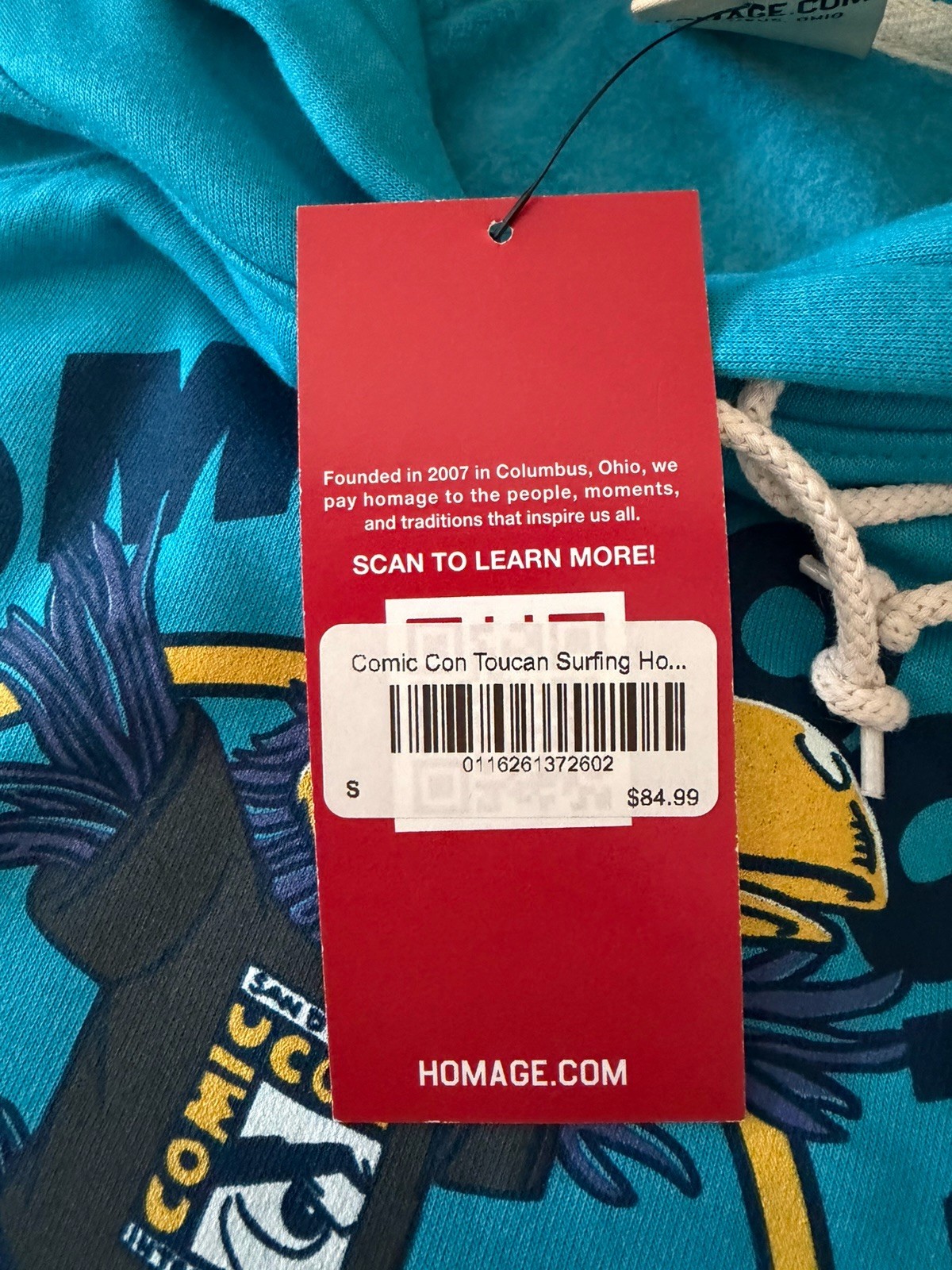 NWT! [S] San Diego COMIC CON SDCC Int’l Hoodie Blue Surf Toucan Official Merch