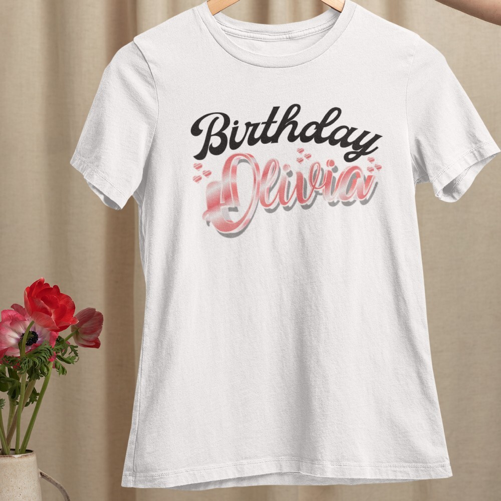 Personalised Custom Your Name T-shirt Heart Family Friendship Birthday Gifts
