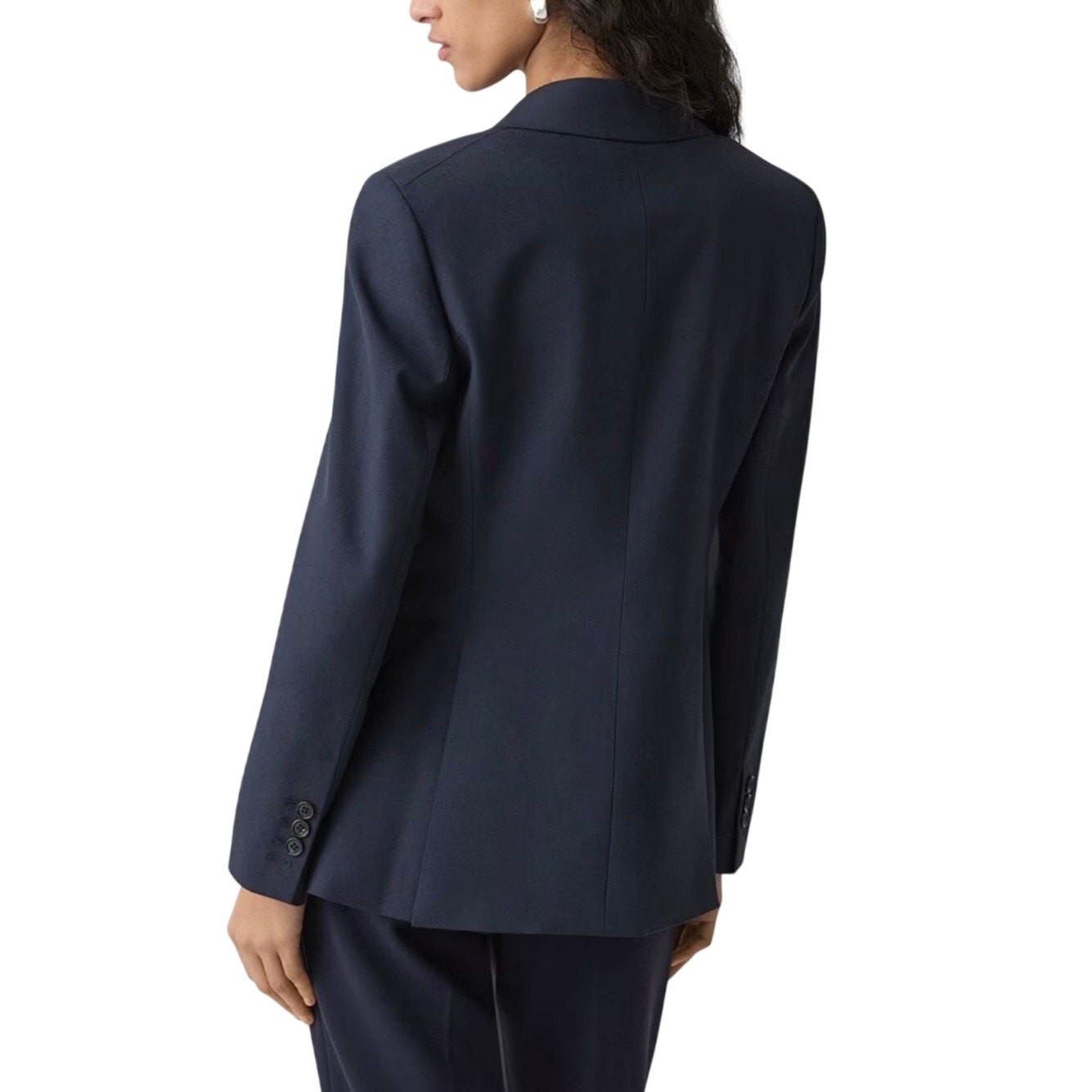 Theory Women’s Navy Single-Button Wool Blend Tailored Blazer Jacket Size 00