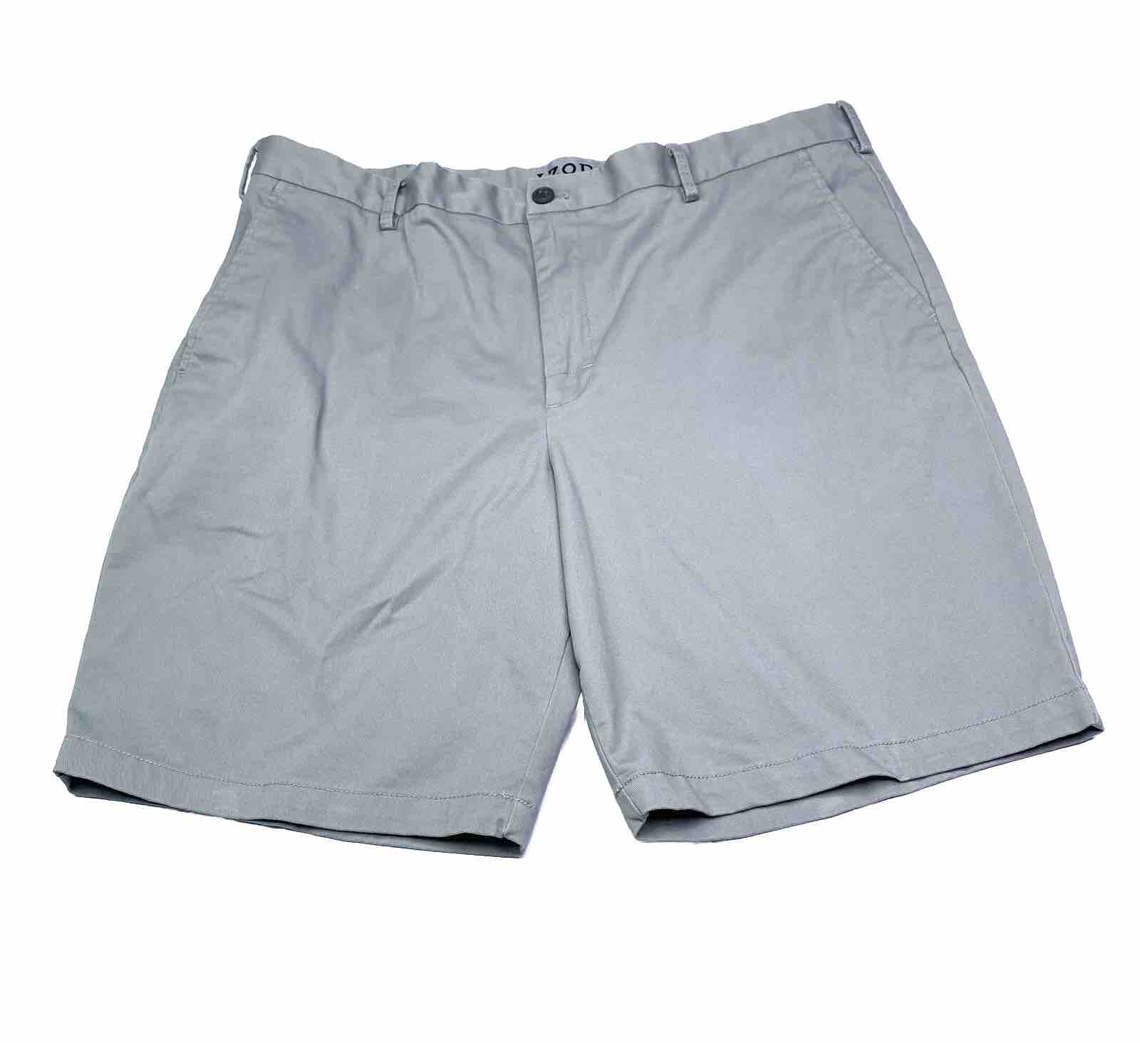Izod Men’s Size 40 Gray Flat Front Chino Shorts Golf Athleisure Cotton