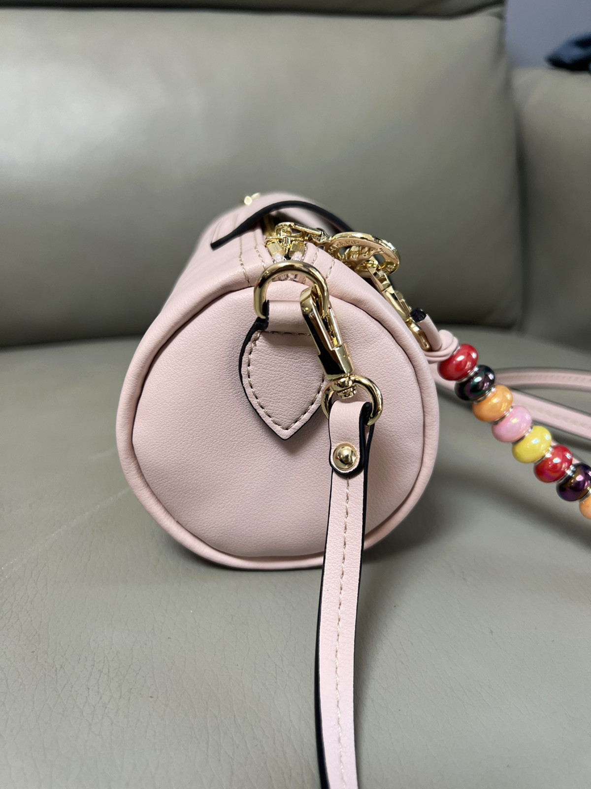 Longchamp Pink Beaded Tote Bag 21x9x9cm No box