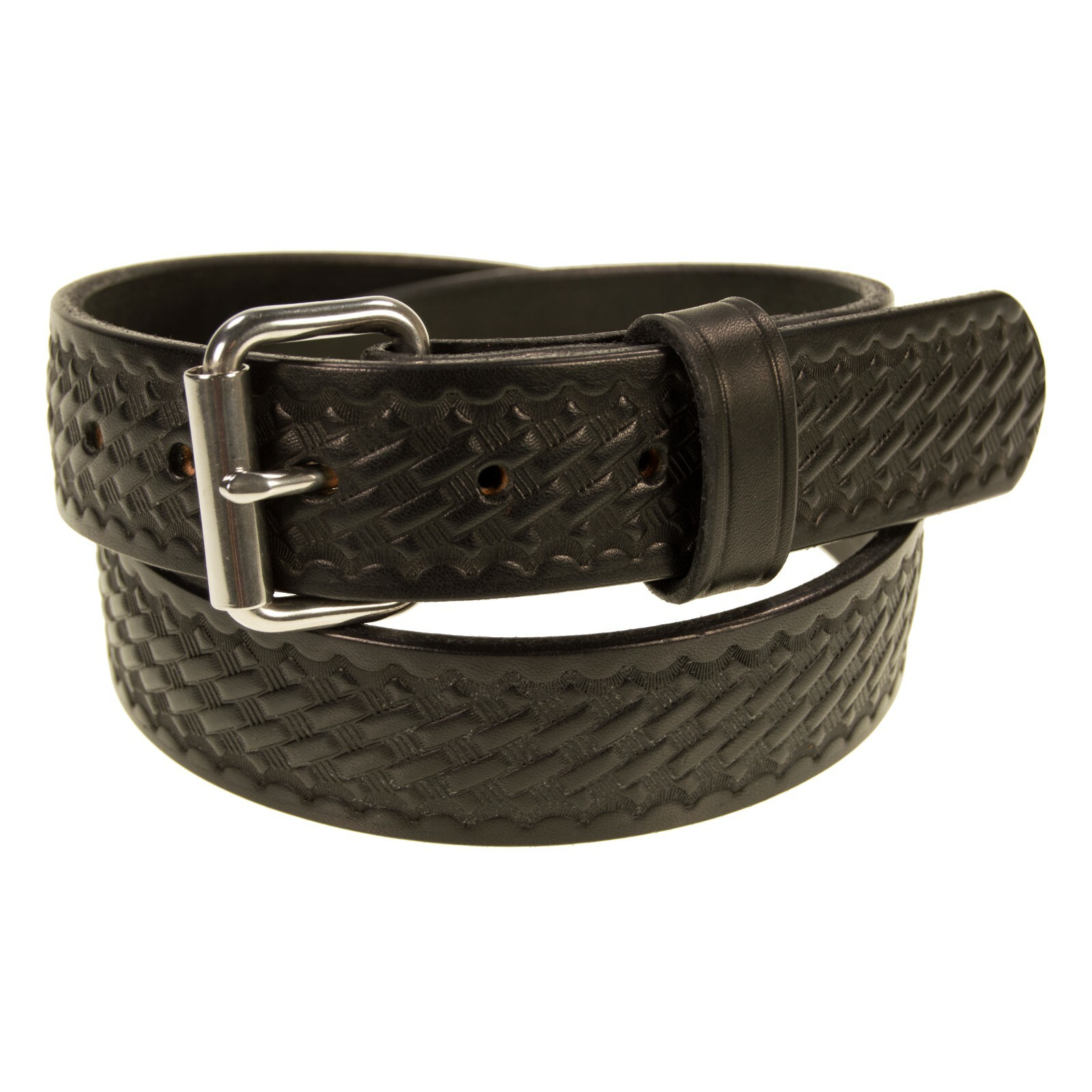 1 1/2″ Heavy Duty Leather_Work_CCW Gun Belt_Basket Weave_Amish Handmade Black
