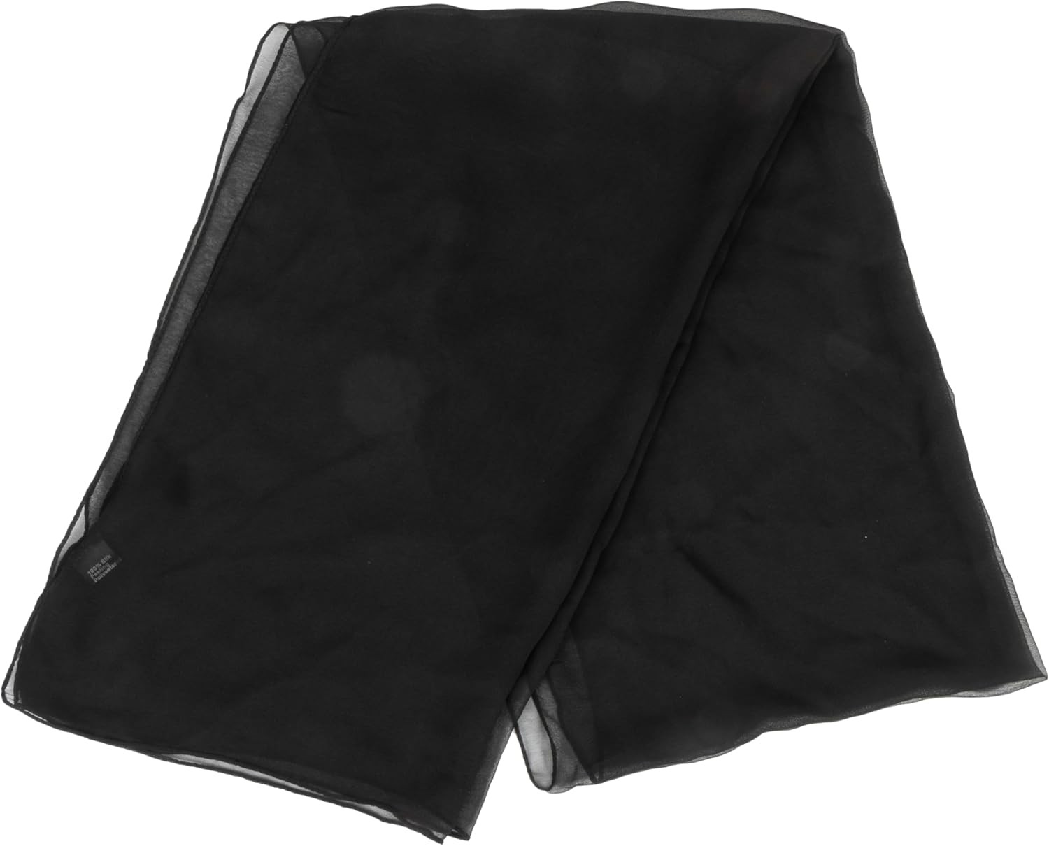 Women-Lightweight-Scarf Solid Color Silk Scarf Long Chiffon One Size Black