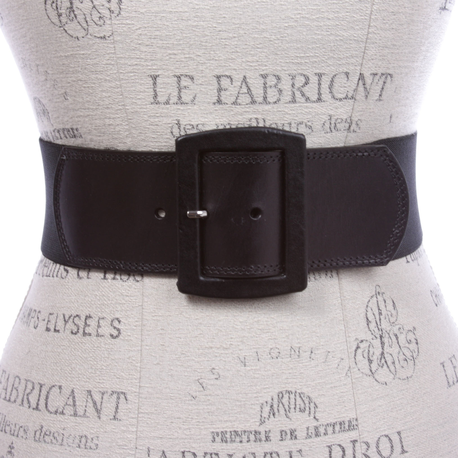 Women’s 2 1/2″ (64 mm) Wide Elastic High Waist Leather Stretch Belt