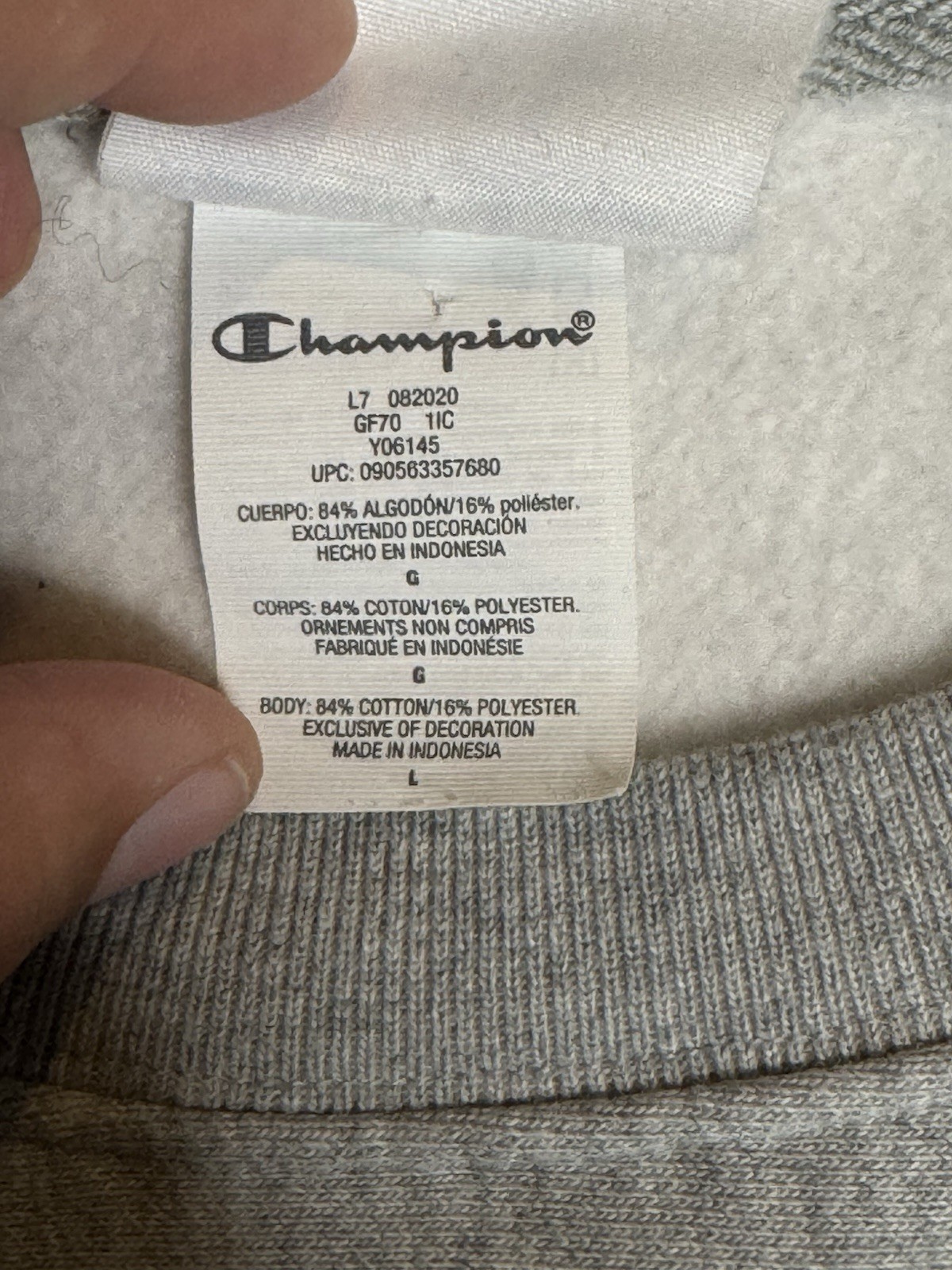 Champion Reverse Weave Gray Crewneck Pullover Sweatshirt Men’s Size Large