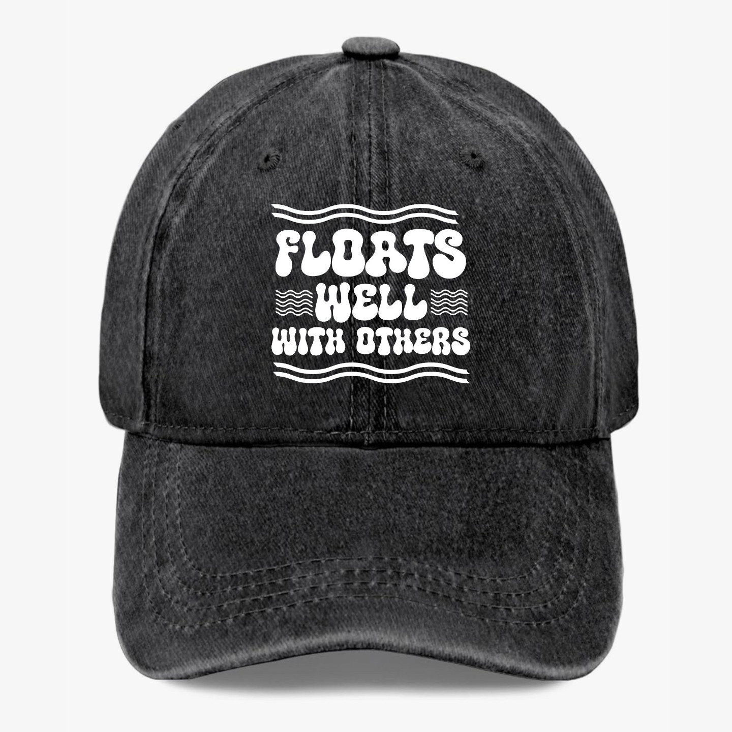 Funny Fishing Hat Floats Well With Others Fisherman Baseball Cap Adjustable