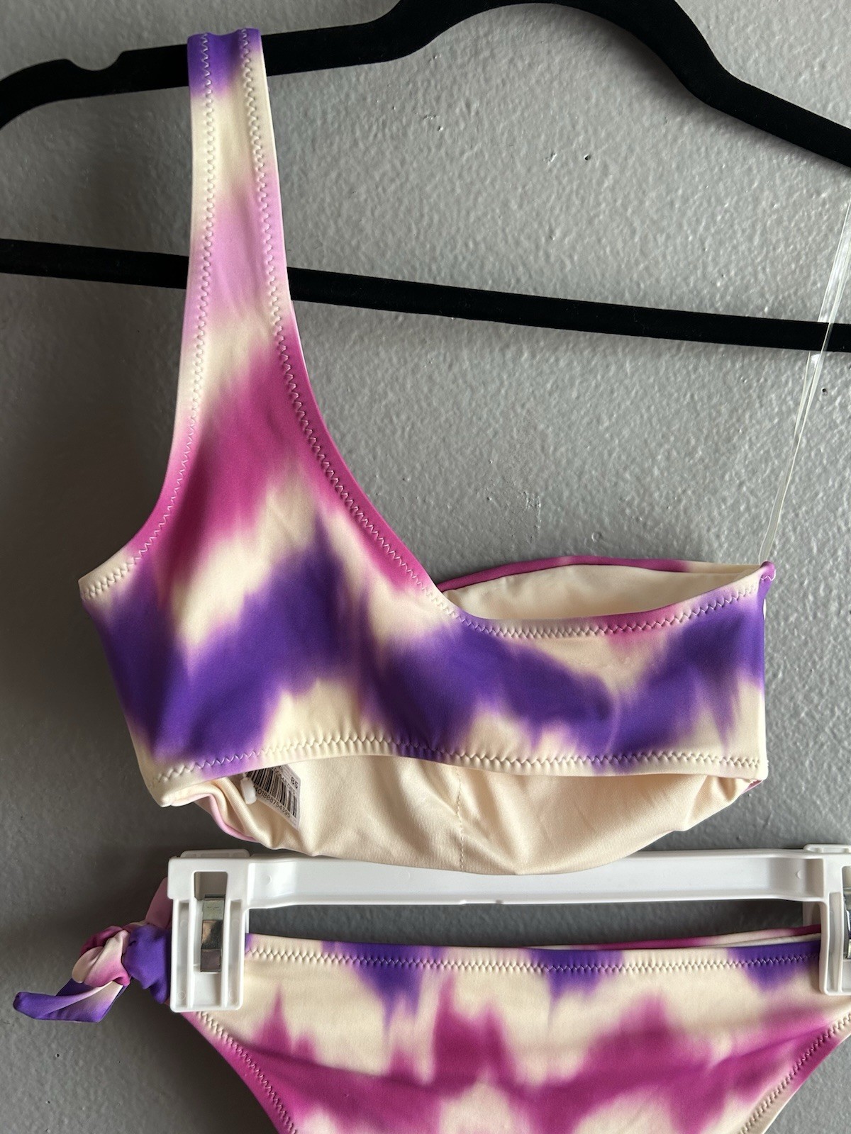 énfasis Women’s Purple/Pink/Beige Tie-Dye One Shoulder Bikini Set 2-Piece 36 B