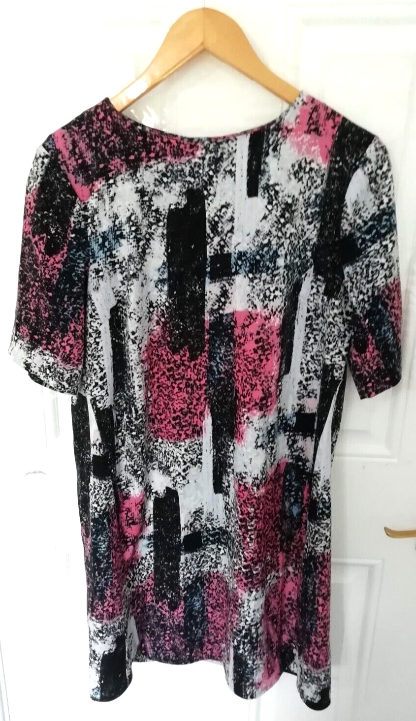 Warehouse Size 10 Black Pink Blue White Silky Feel Shift Dress Back Zip Ladies