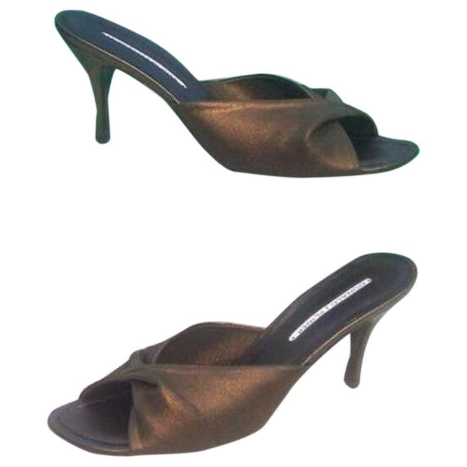 Donald Pliner Bronze Metallic Elastic Mesh and Leather Slide Shoe New NIB $255