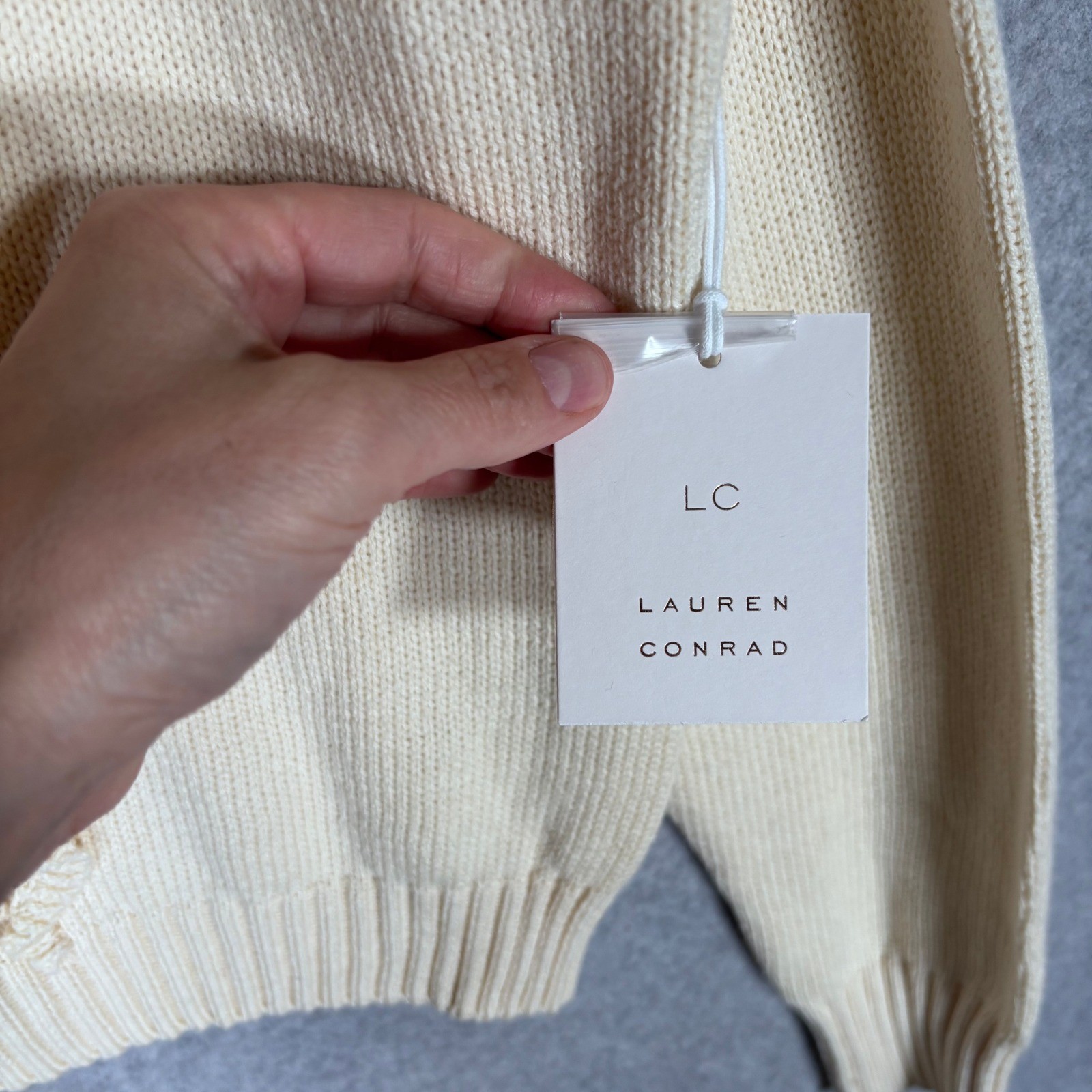 NEW Lauren Conrad Crochet Ruffle Cardigan Sweater XL Cream Dainty Coquette