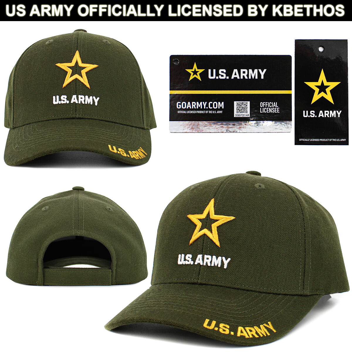 US Army Licensed Baseball Cap Hat Veteran Seal Adjustable Military