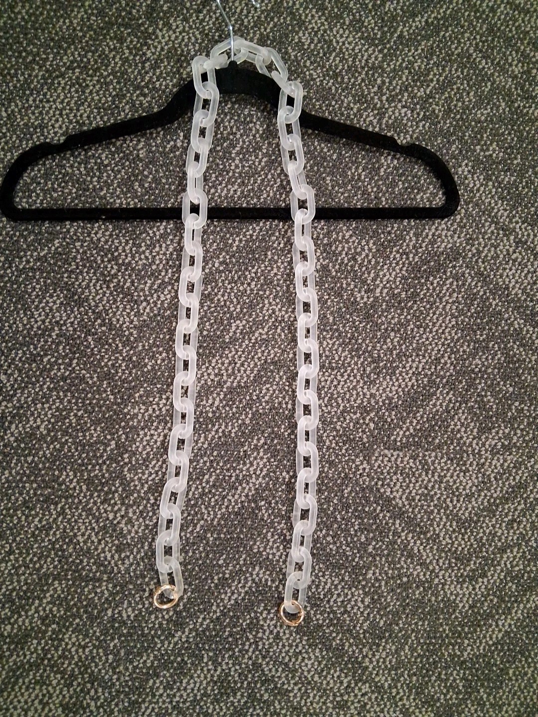 Large Chain Matte Clear Acrylic Handbag Strap Gold Tone Clasp Replace. 21″ Drop