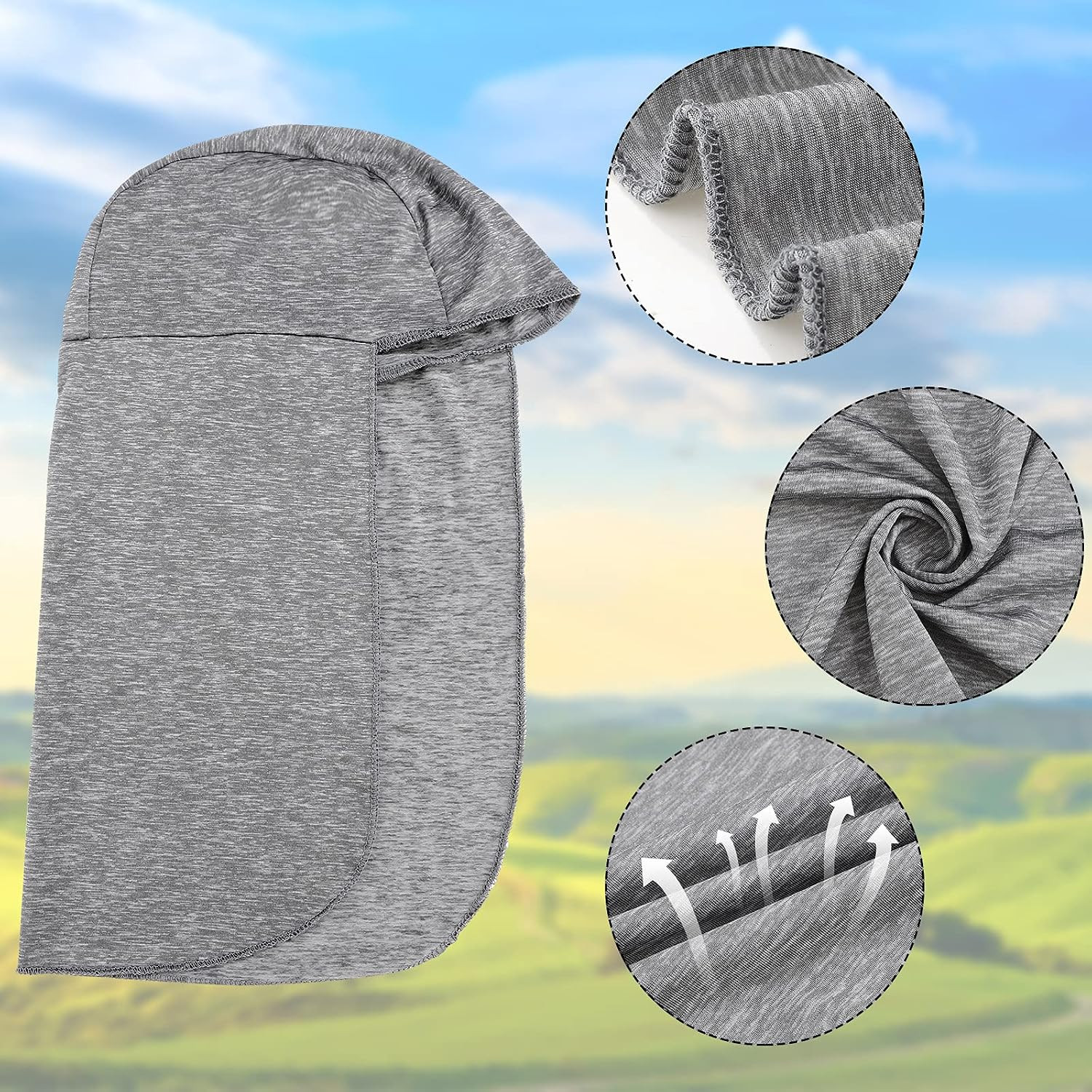 Hard Hat Sun Shade Neck Cover 2 Pack Cooling Skull Cap Elastic Quick Dry