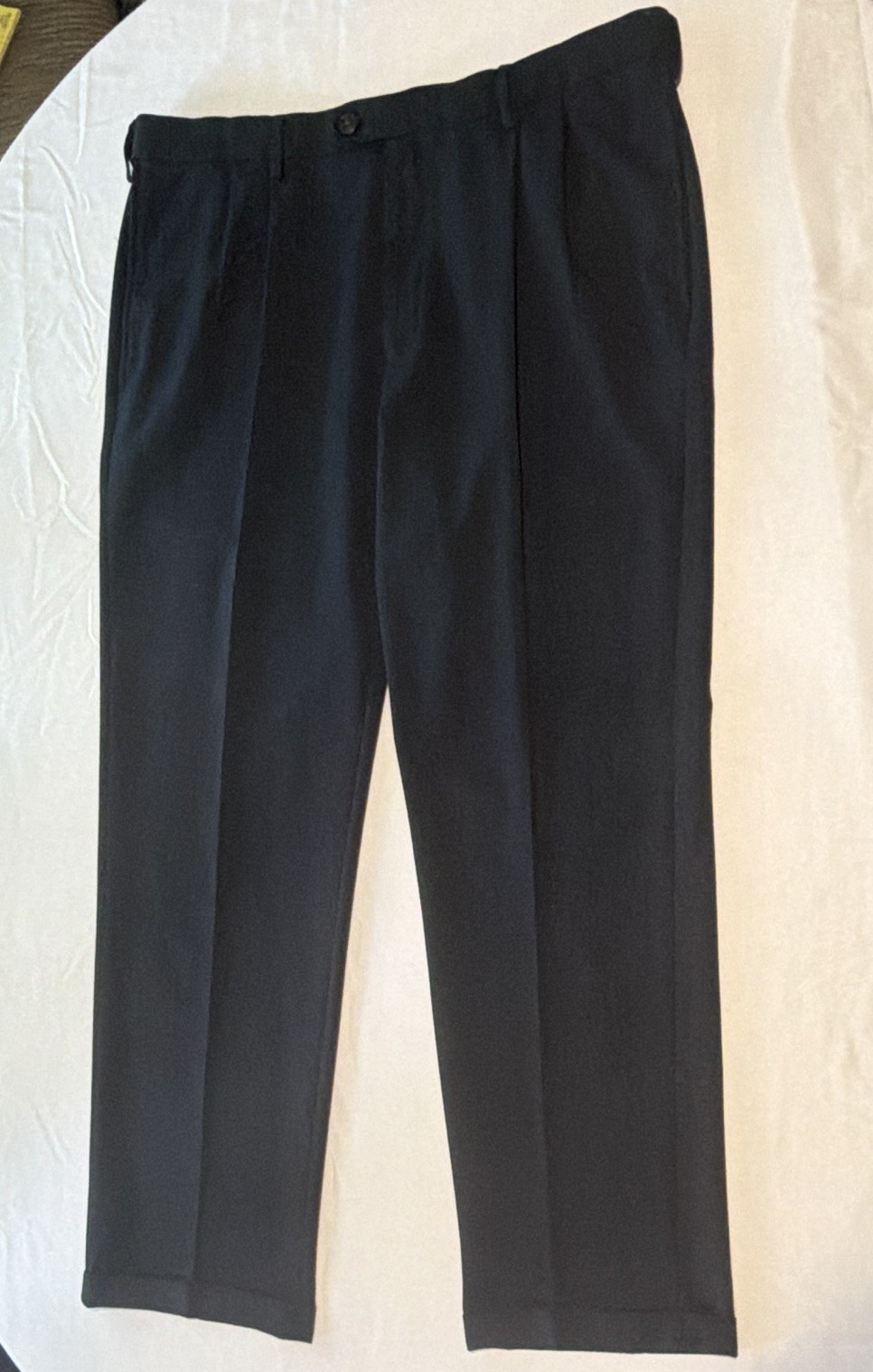 Haggar Eclo Stria Dress Pants Classic Fit Tapered Pleated Black 38W