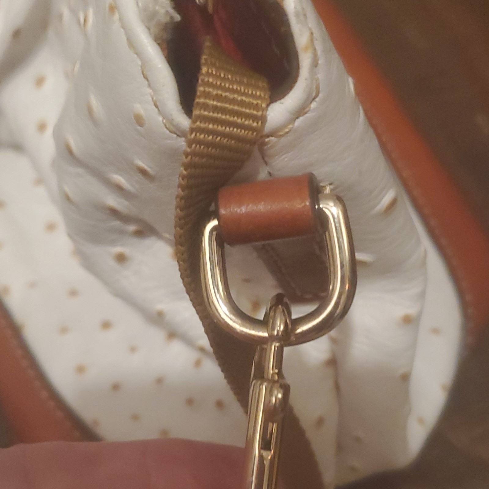 Dooney & Bourke White/Brown Perforated Satchel Zip Detachable Strap Lined