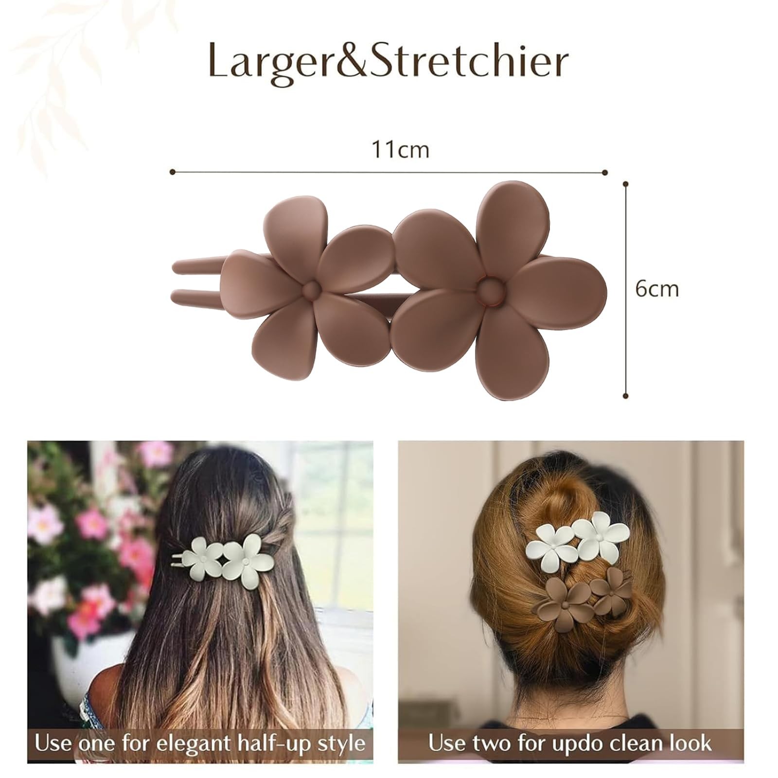 6 PCS Flat Hair Clips, Lay Claw Clips for 1 Count (Pack of 6), Tortoise