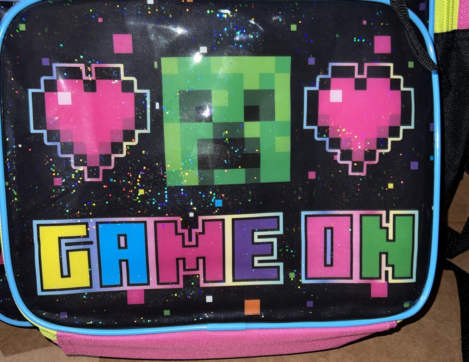MINECRAFT CREEPER PINK 16″Backpack w/ Detachable Insulated Lunch Bag NEW & RARE
