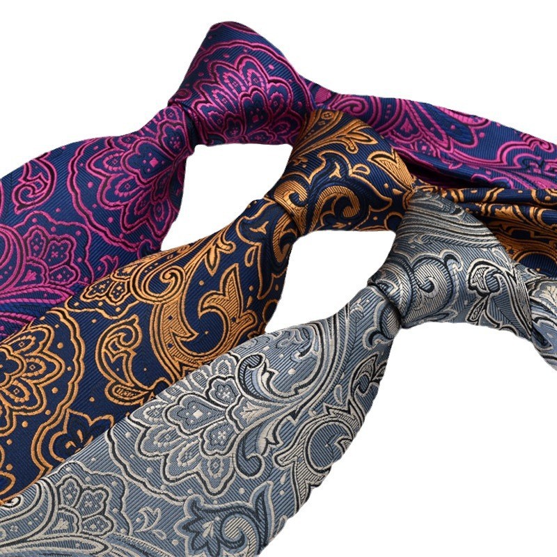 8CM 4 set of Tie, pocket square, collar clip, cufflinks stylish with gift box