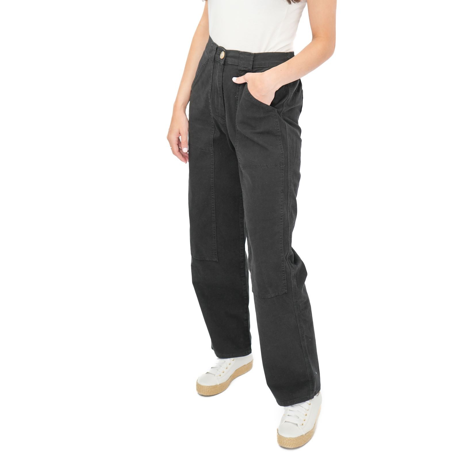 Womens M&S Straight Leg Trousers Stretch Cotton Rich Relaxed Utility Casual