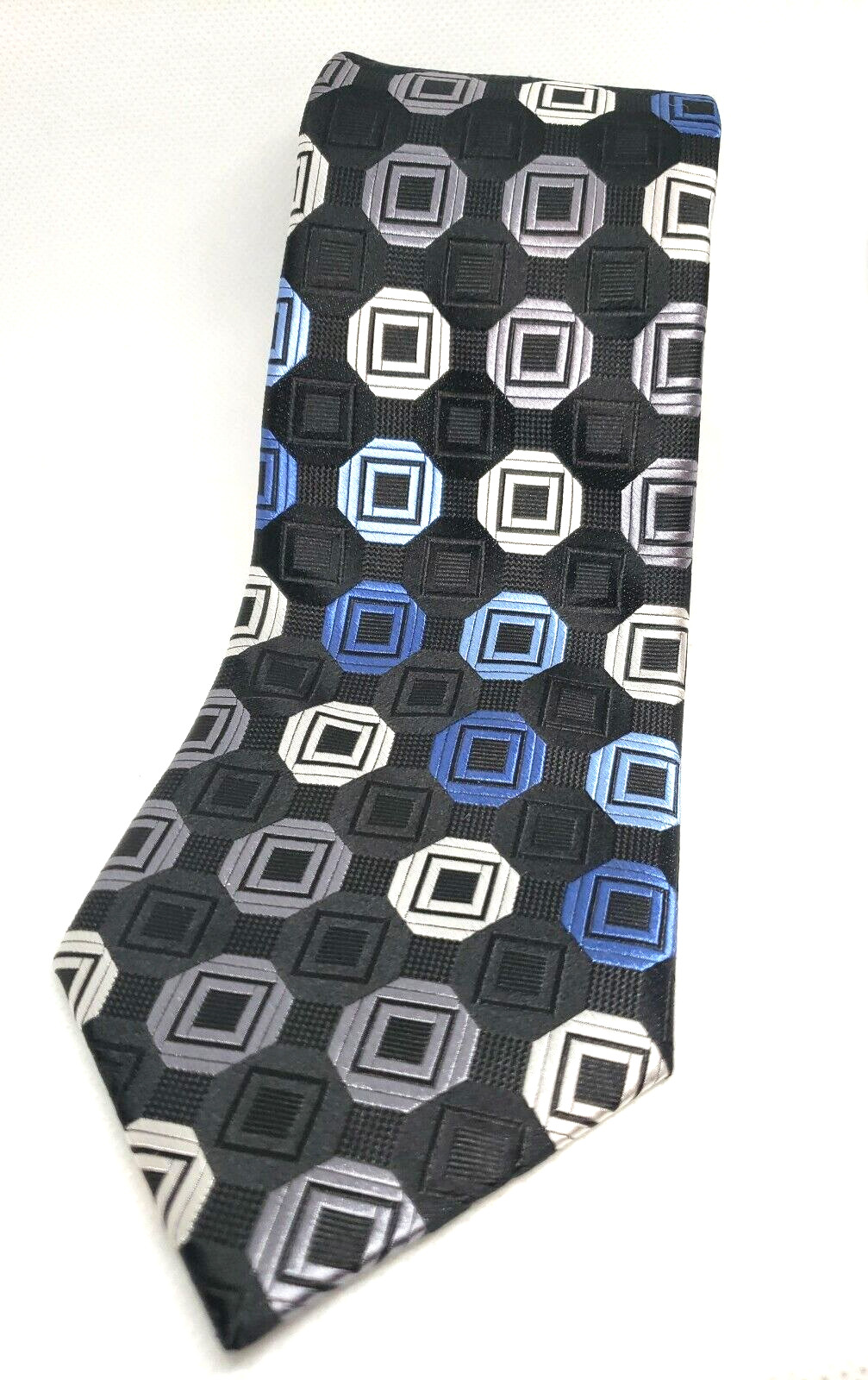 Michael Kors Silk Neck Tie Geometric Pattern Blue Black Classic 57″-60″ New Sexy