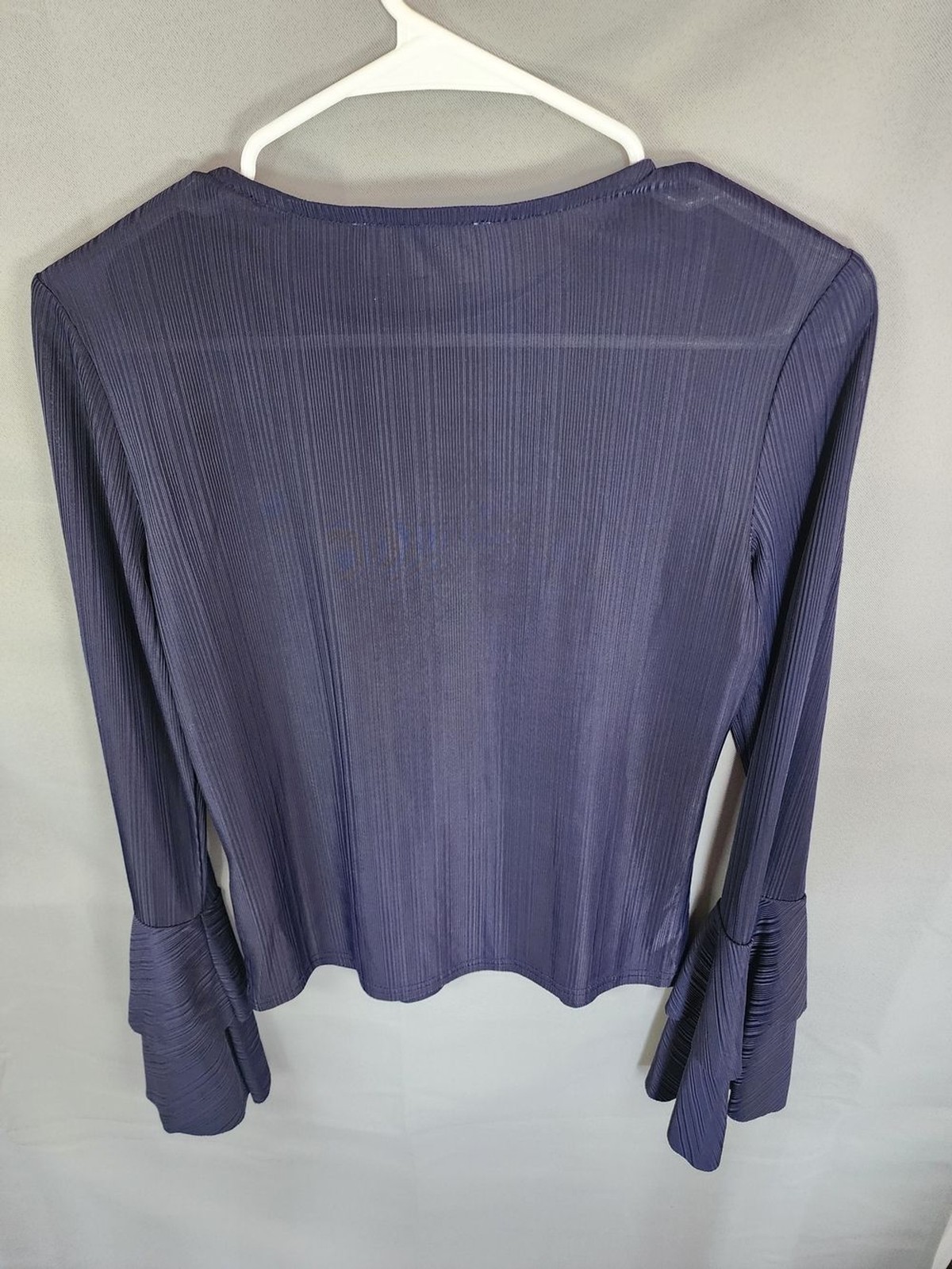 J.O.A. Navy Ribbed Long-Sleeve Top with Tiered Ruffle Cuffs