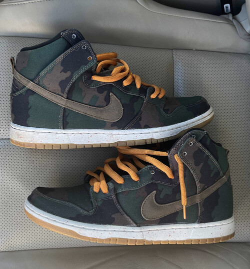 [646552-037] Nike Dunk High SB Fiveoneo Black/Olive Khaki-Sunset Men’s Size 11.5