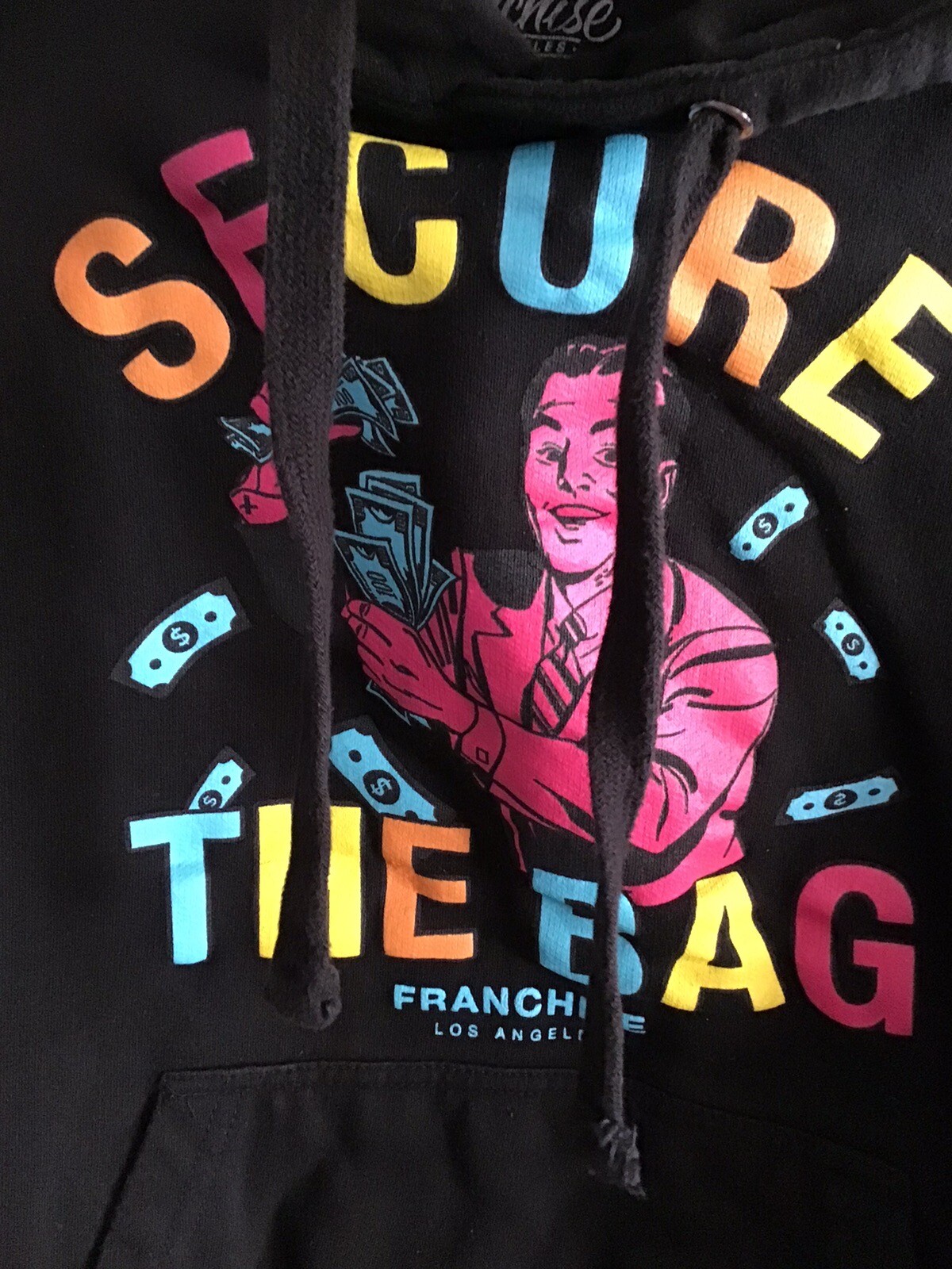 FRCHS Franchise Los Angeles Hoodie Sweatshirt Secure The Bag Pullover Mens Small