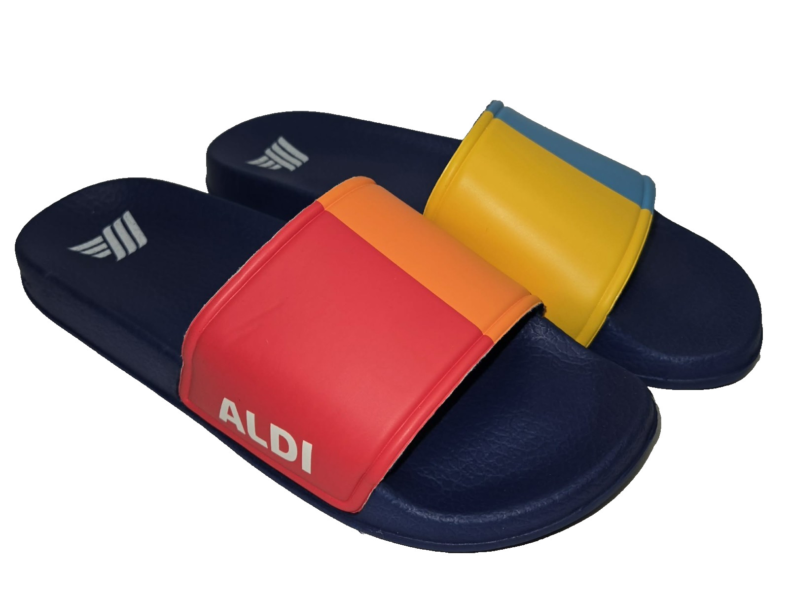 Crane ALDI Mania Super Fan Slide Sandals Size 10 Blue Multicolor Unisex