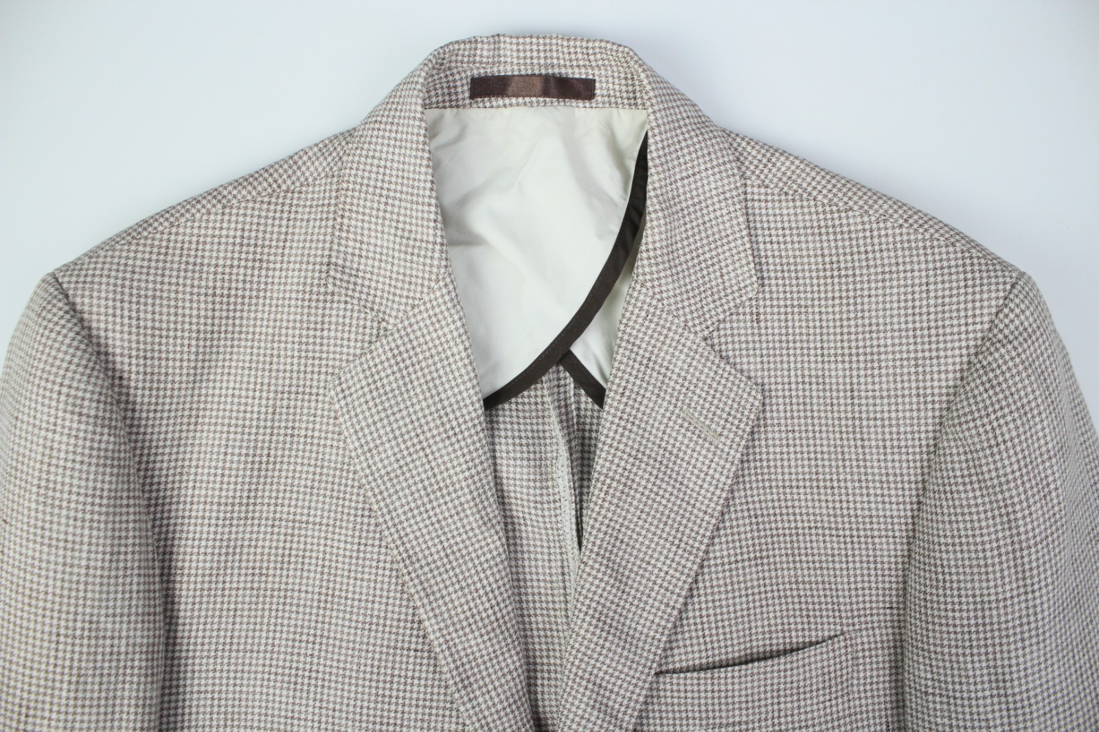 BOGGI Brown & White Dogtooth PURE LINEN HL Sport Coat Blazer Jacket 52IT 42US/UK