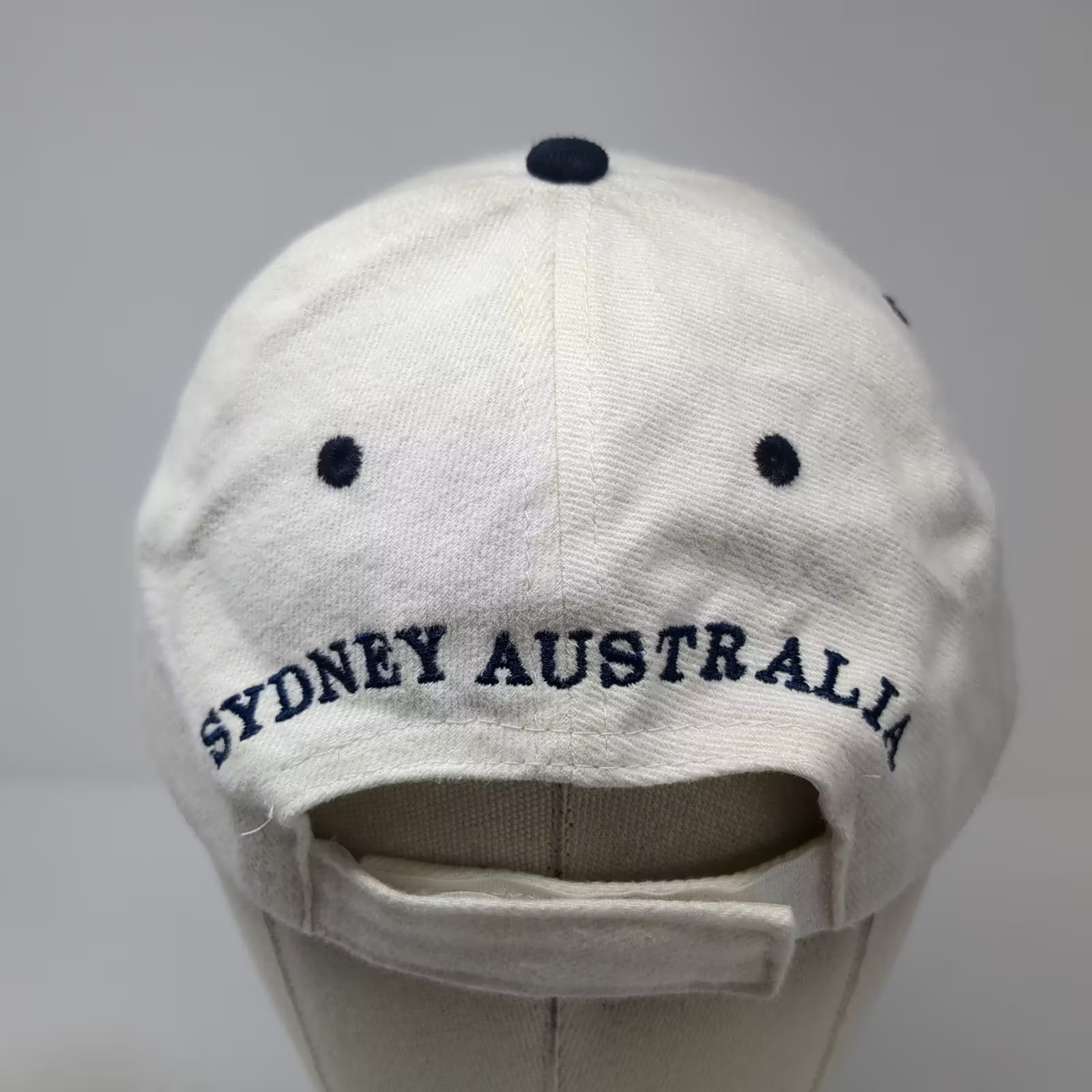 VISIT Baseball Cap White Blue OS Kangaroo Sydney Australia Cotton Strapback Hat