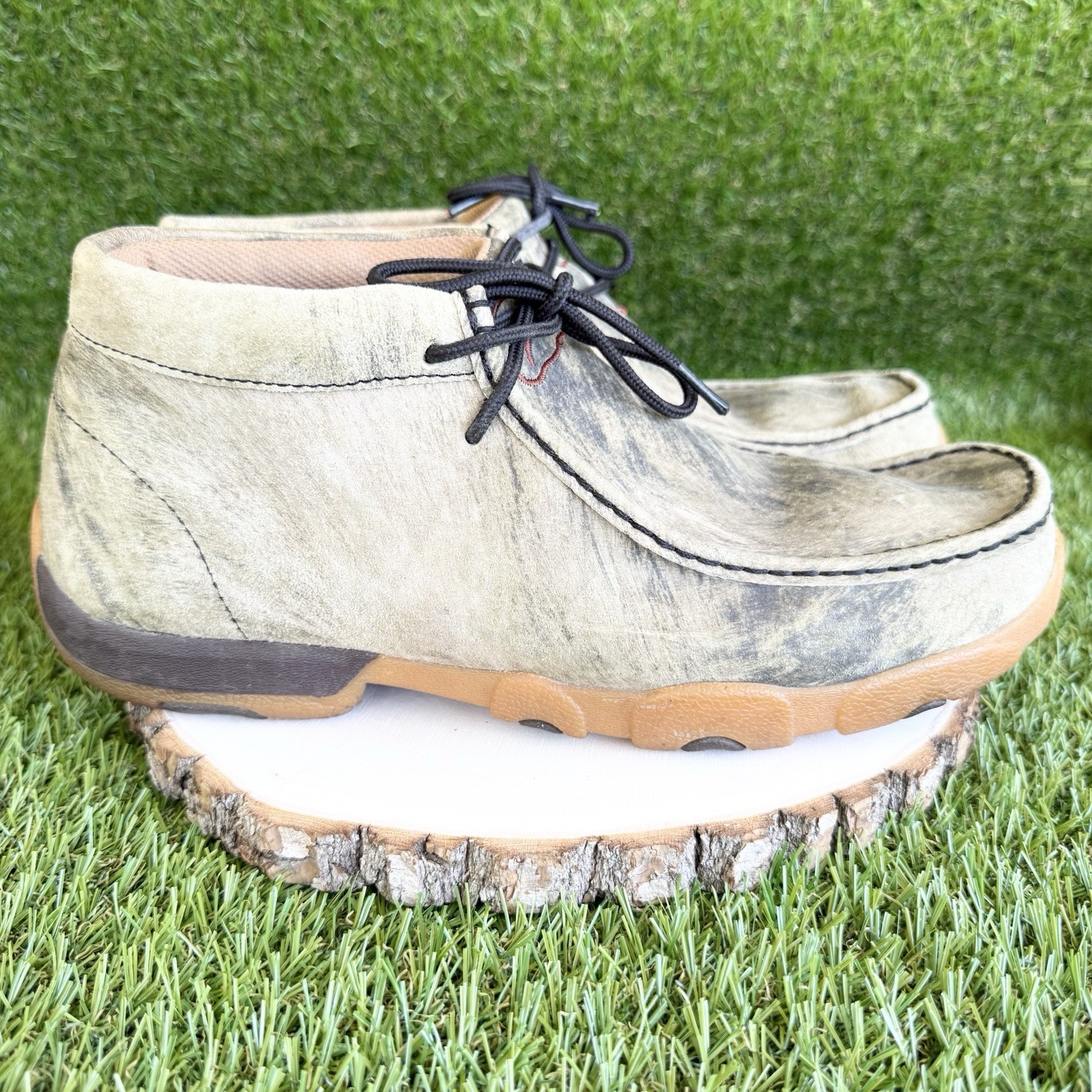 Twisted X Distressed Chukka Boots Mens 9M MDM0032 Brown Hyena Driving Moccasin