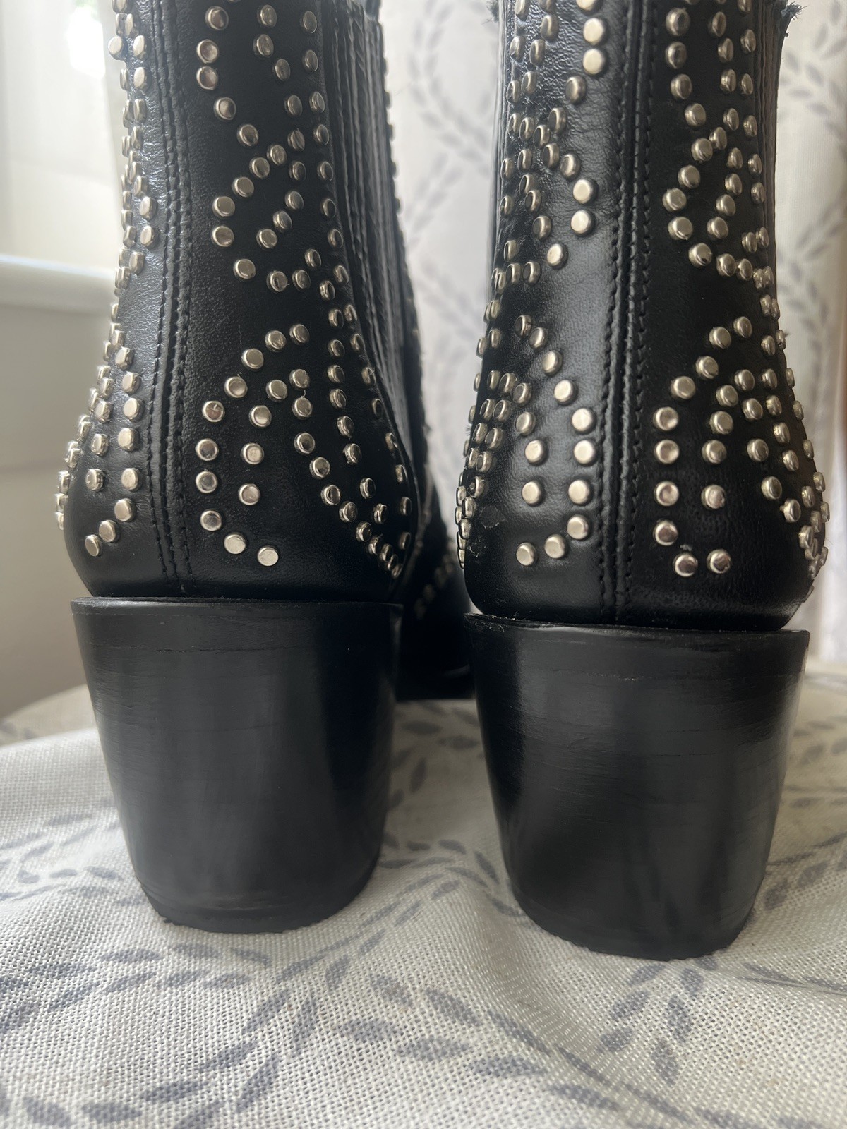 MEZCALERO leather boots black & ivory. Silver details and silver tip. SIZE 10