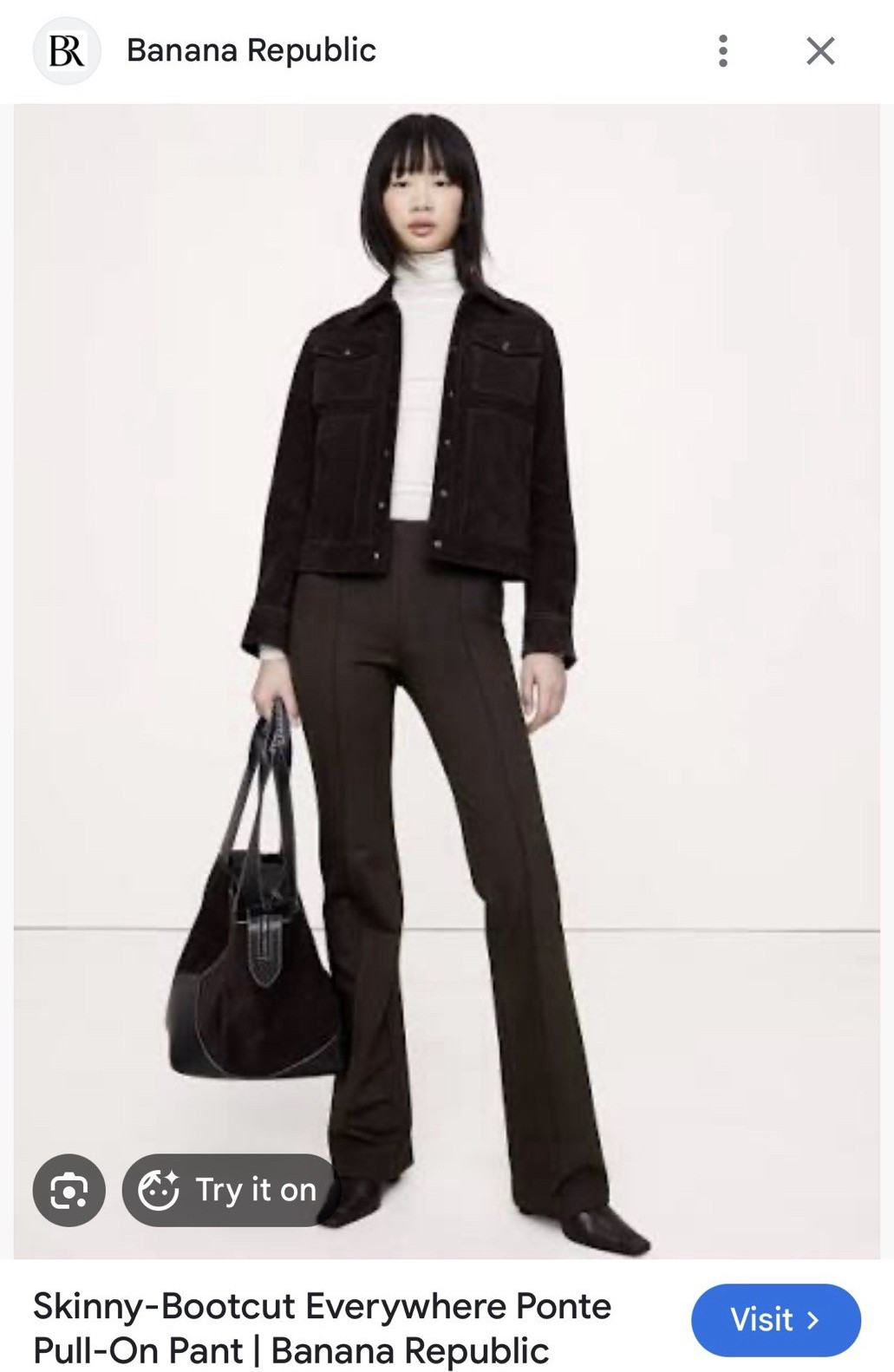 Banana Republic Ponte High-Rise Pull-On Crop Flare Pants Brown XL 27″ Inseam