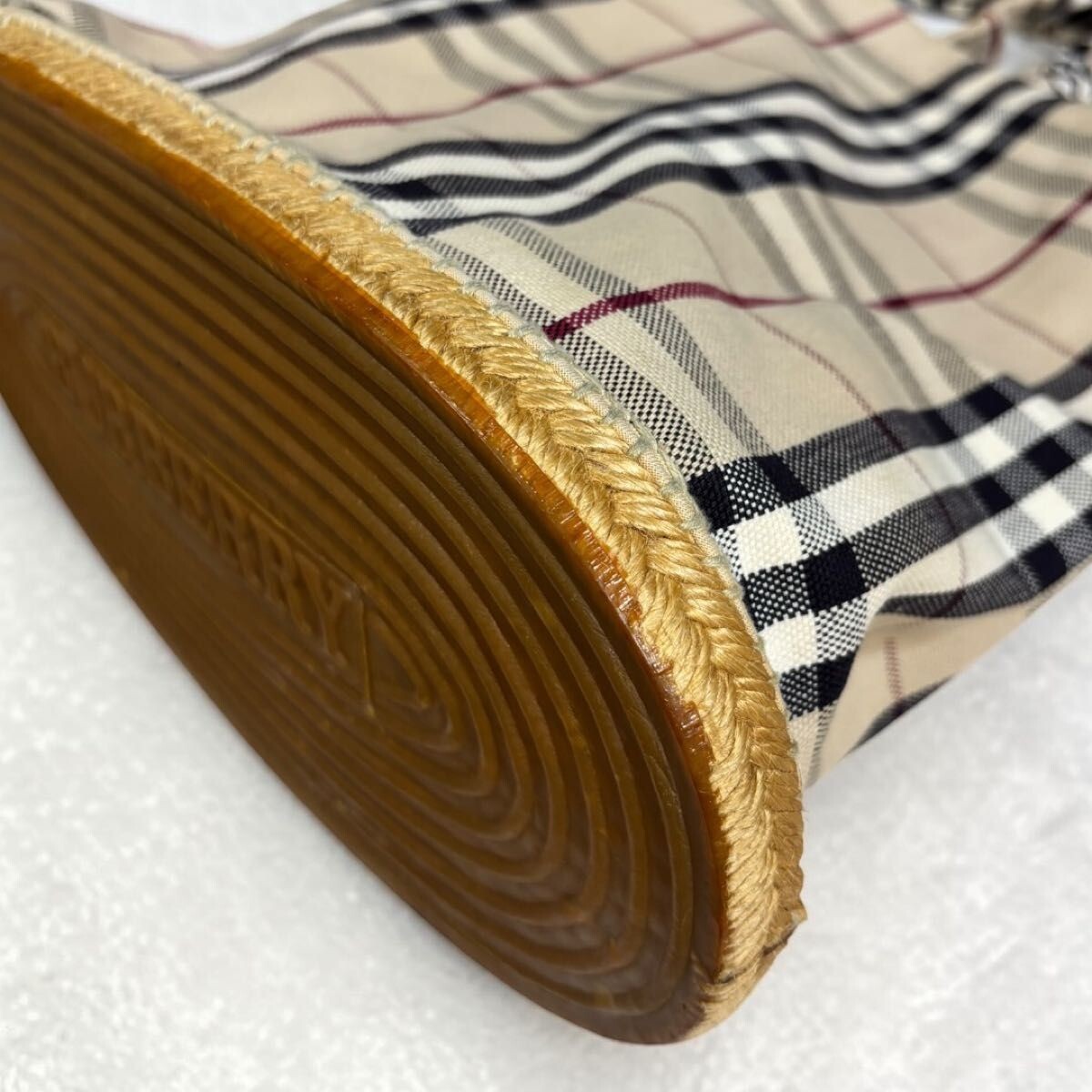 Burberry Nova Check Canvas Shoulder Bag Beige Vintage Women Magnetic 11.81in