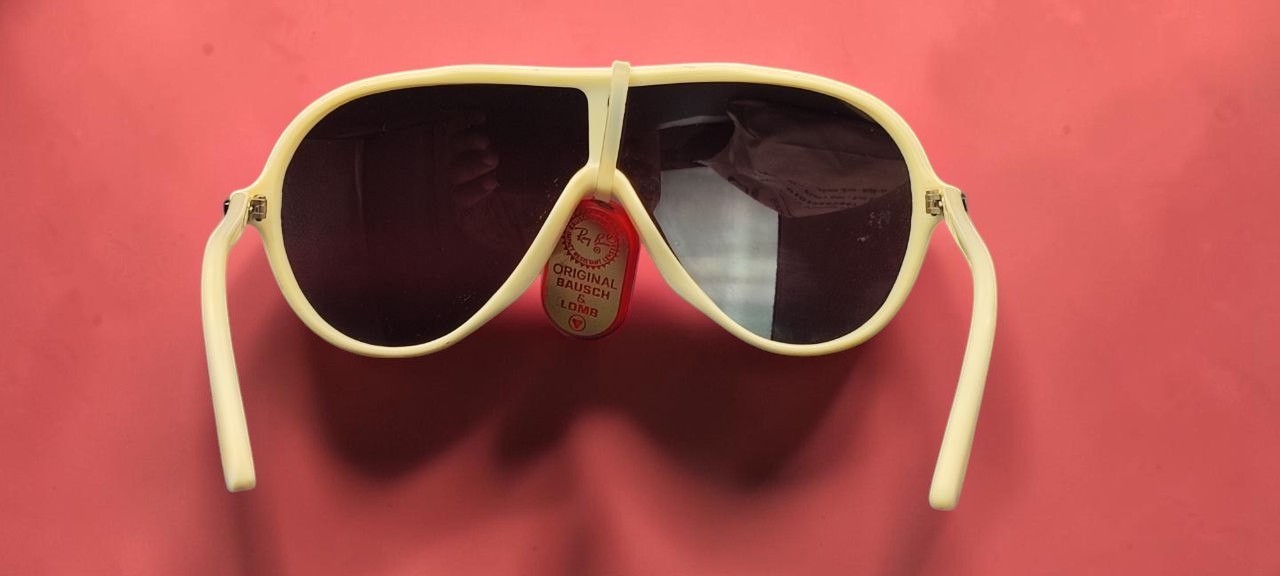 Vintage Bausch & Lomb Wings Aviator Sunglasses White Red Lens France NOS Rare