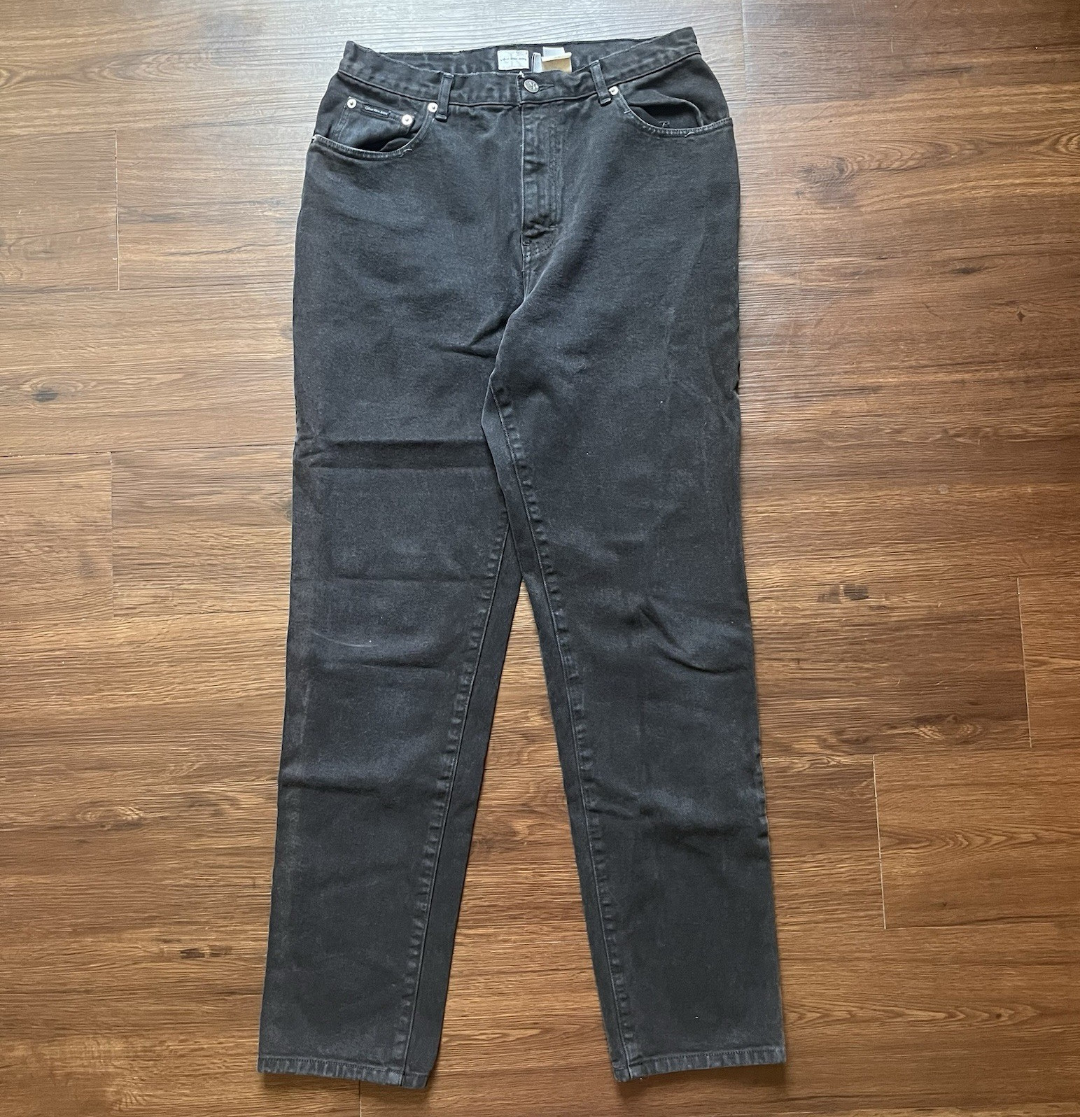 Calvin Klein Jeans Unisex Black Dark Wash Straight Leg Denim 5-Pocket Zipper Fly